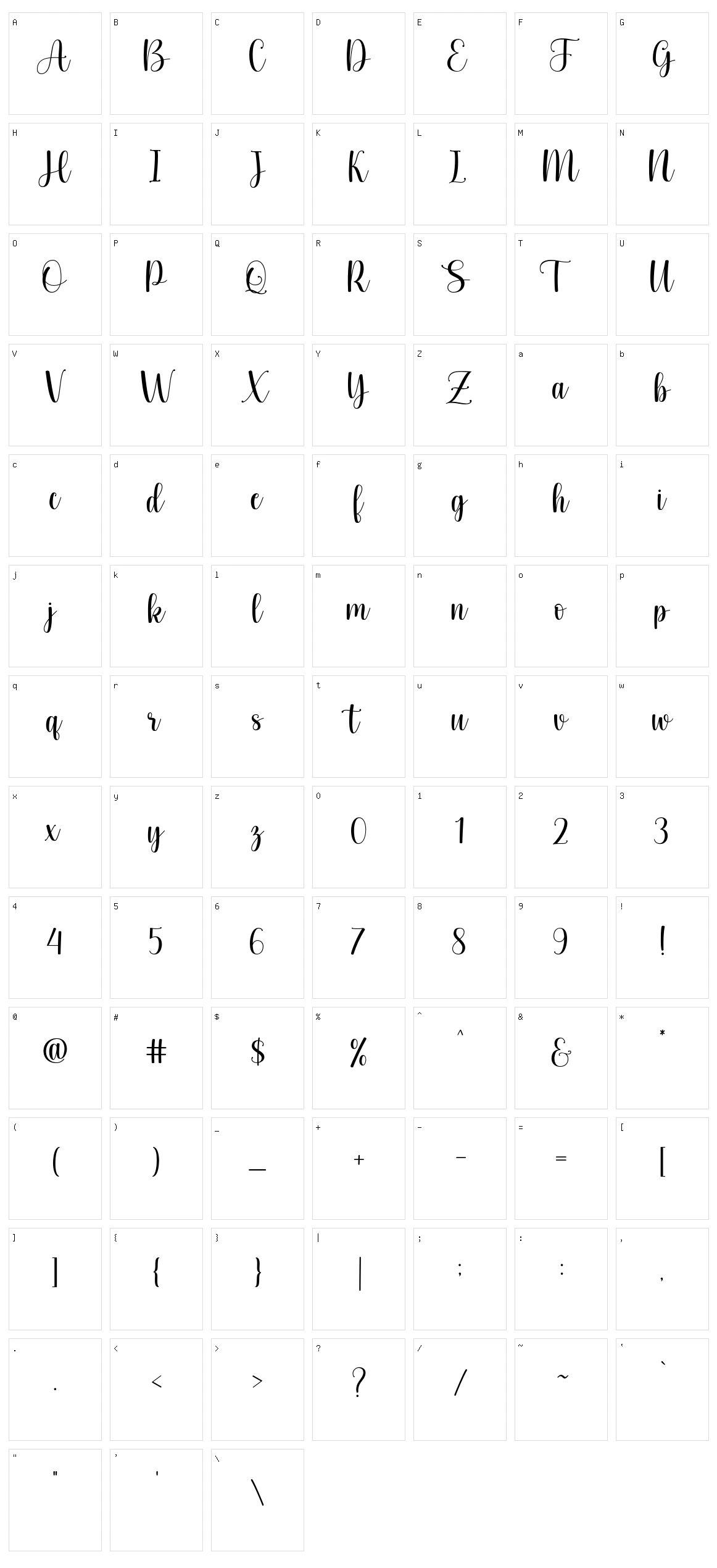 Girl Love Script Character Set