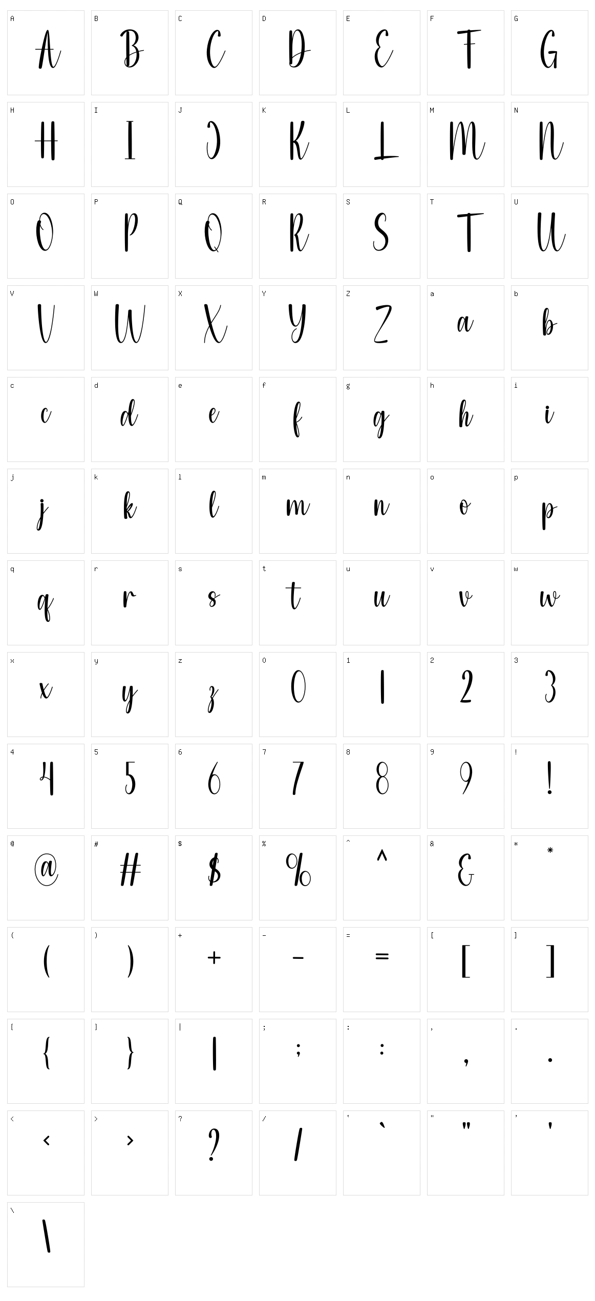 Gladiola Character Set