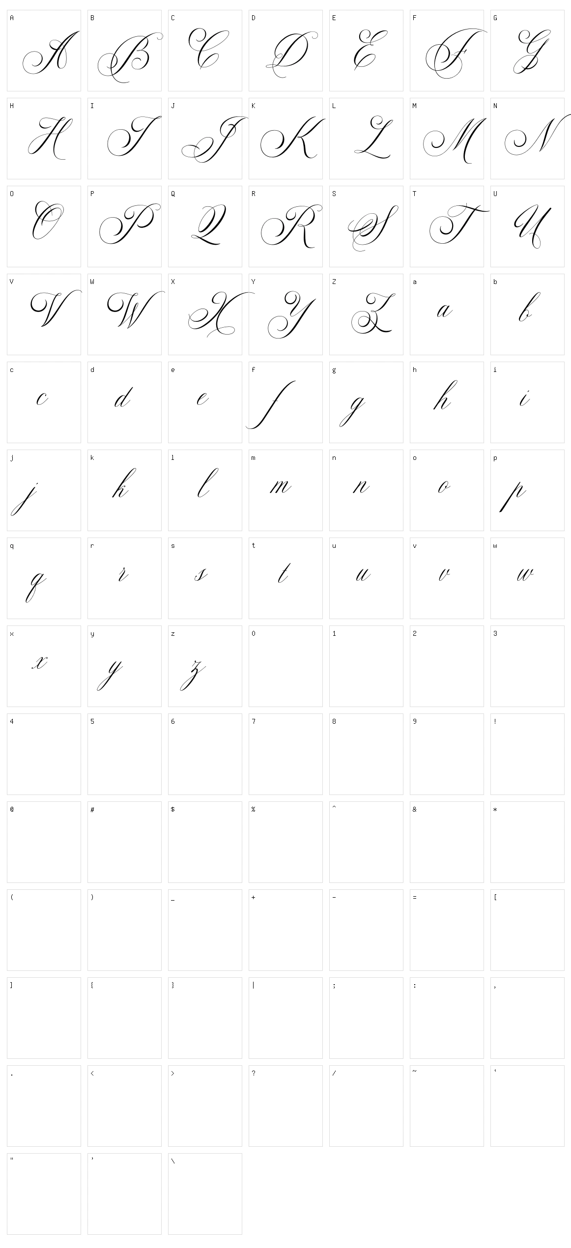 Glaston Character Set