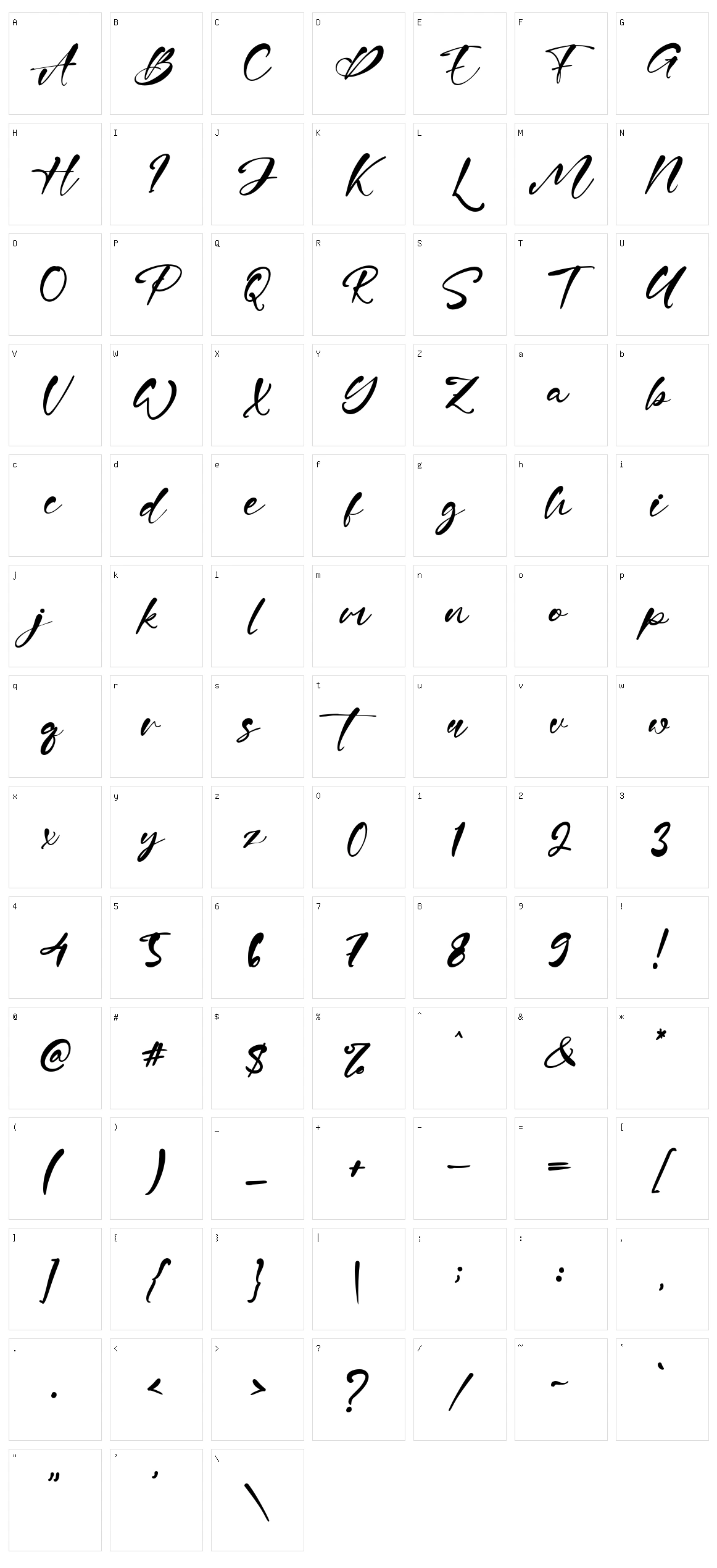 Glastona Character Set