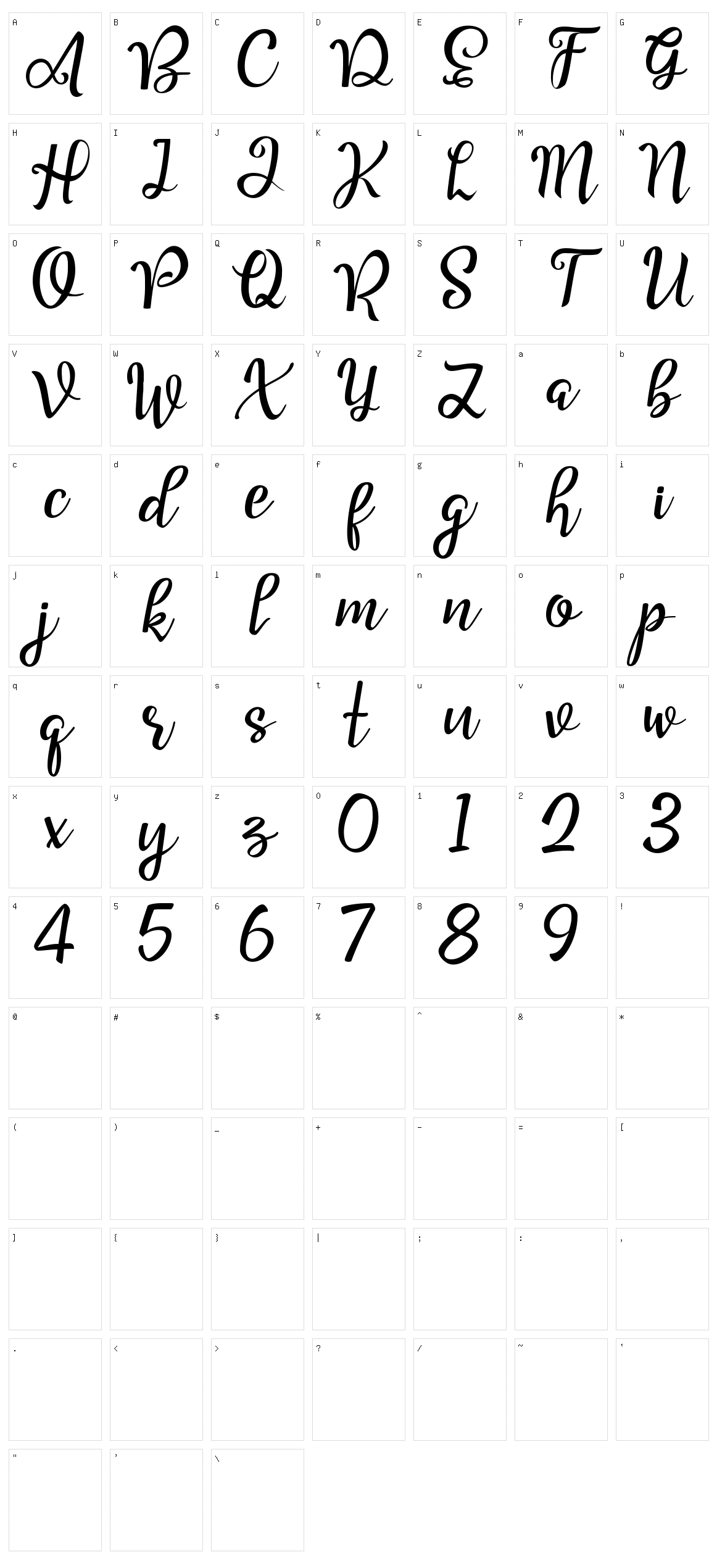 Good Feeling Script Character Set