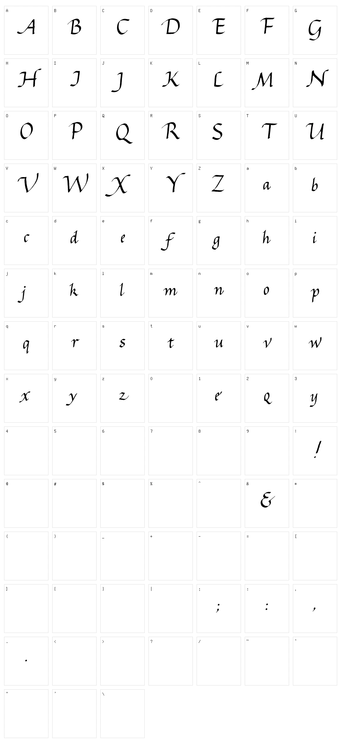 Gourdie Cursive Character Set