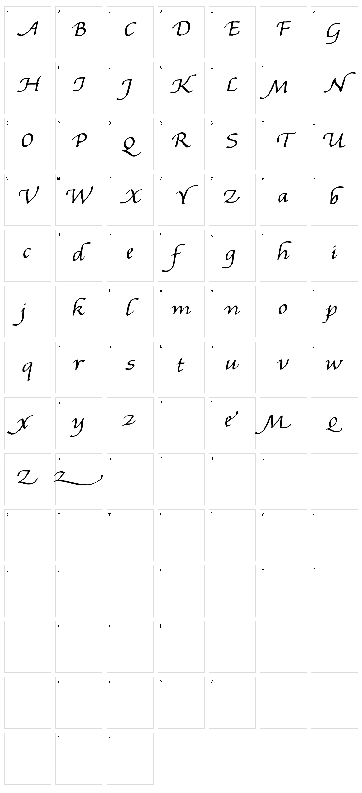 Gourdie Handwriting Character Set