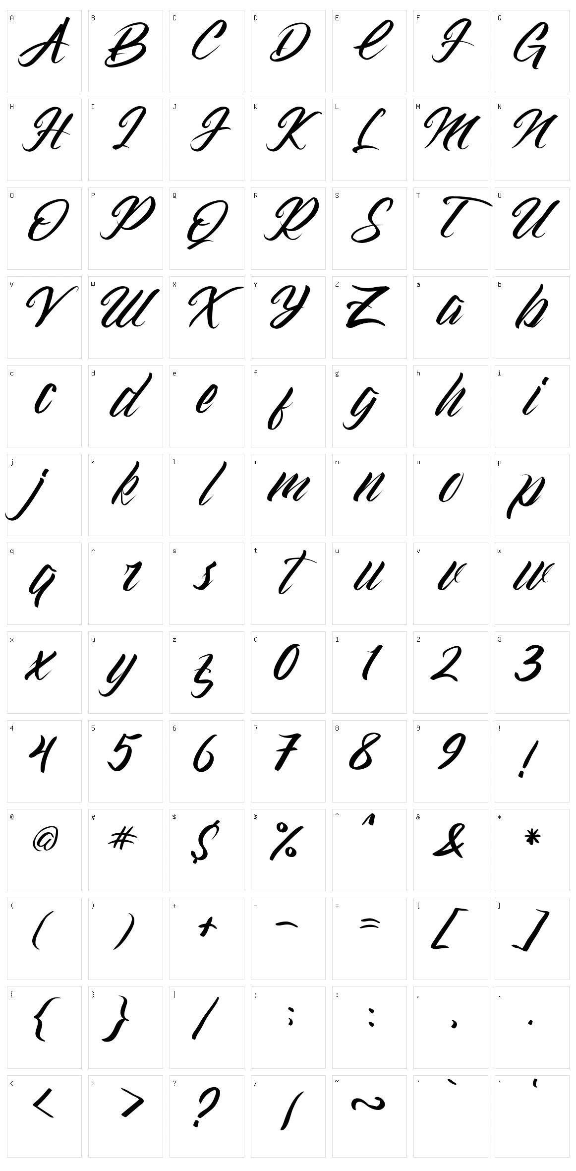Gramattica Character Set