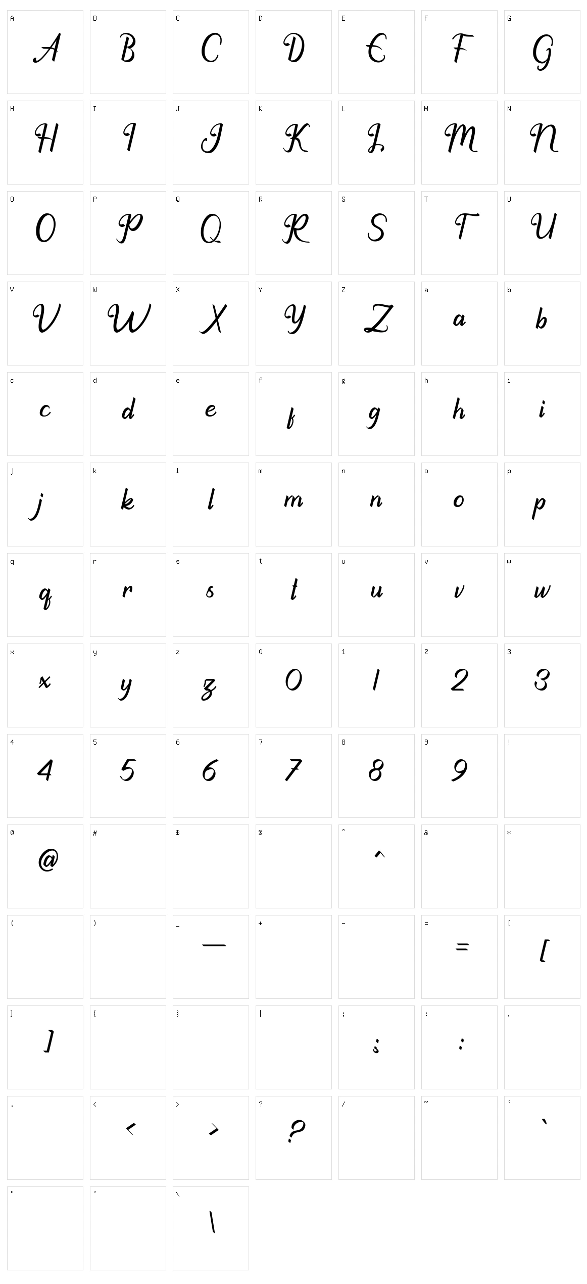 Grillinea Character Set