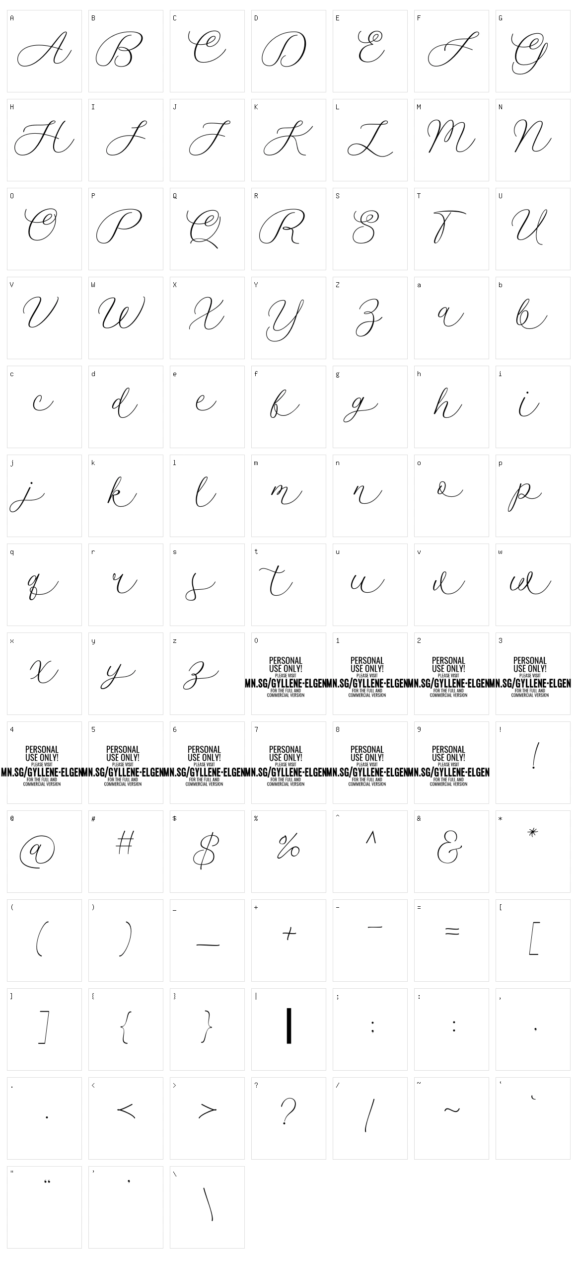 Gyllene Elgen Character Set