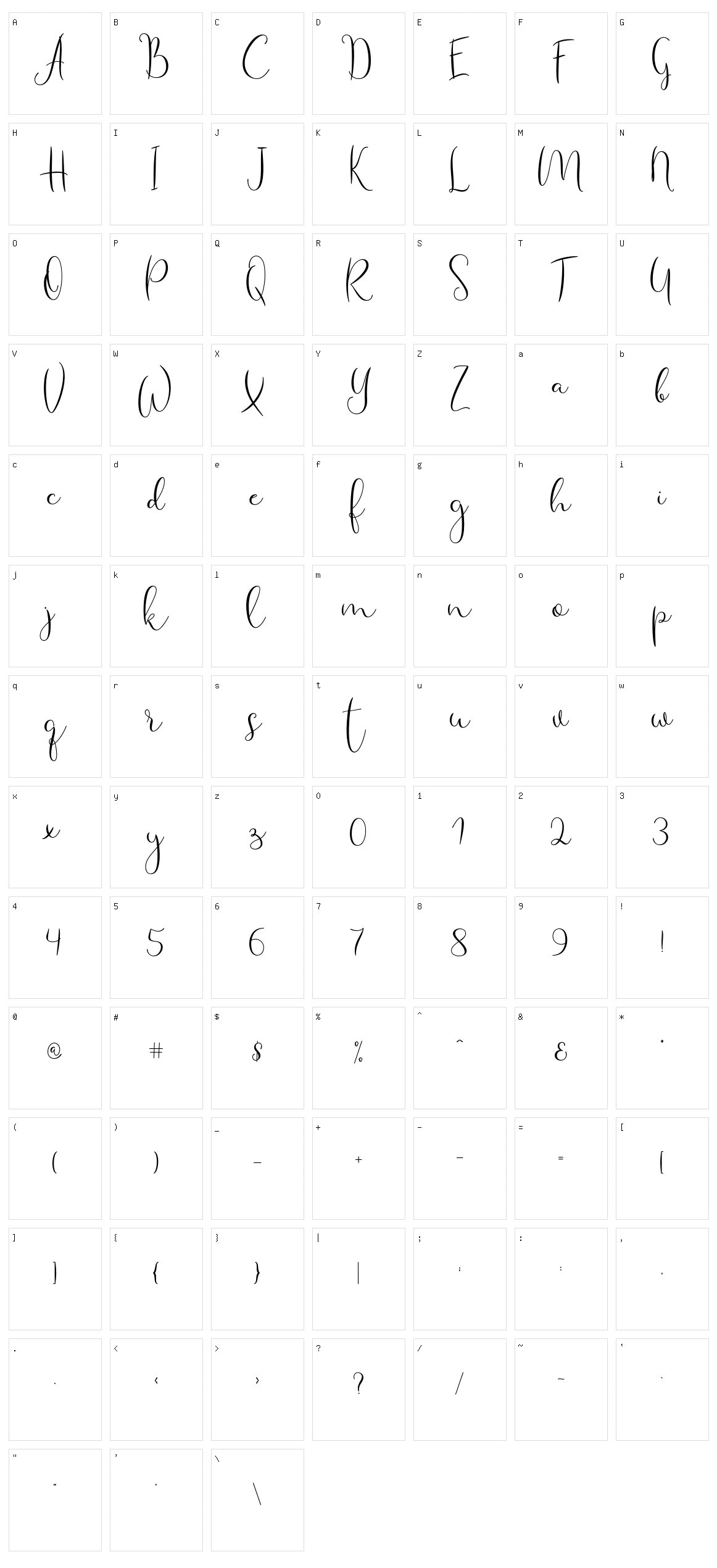 Haertbel Script Character Set