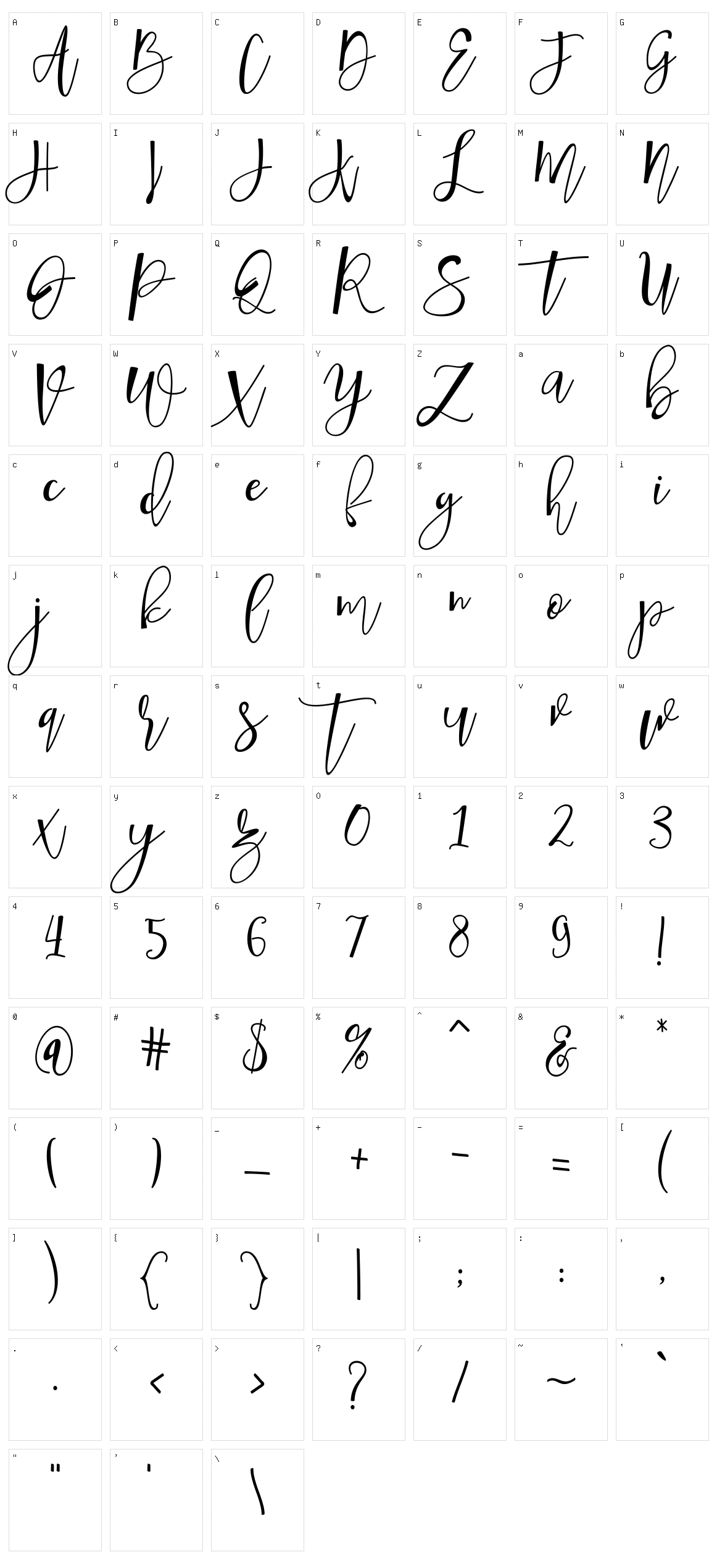 Hafizan Script Character Set