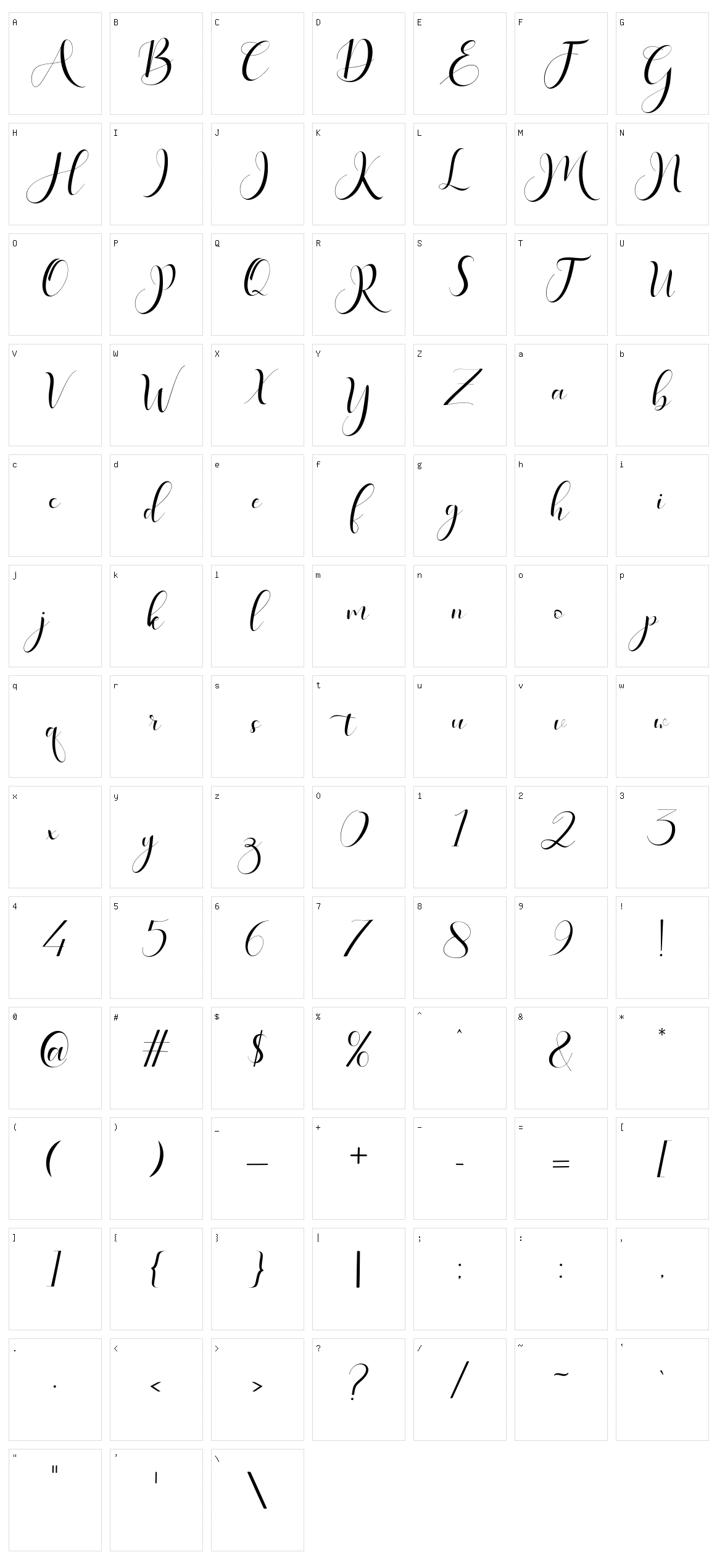 Haleigh Script Character Set