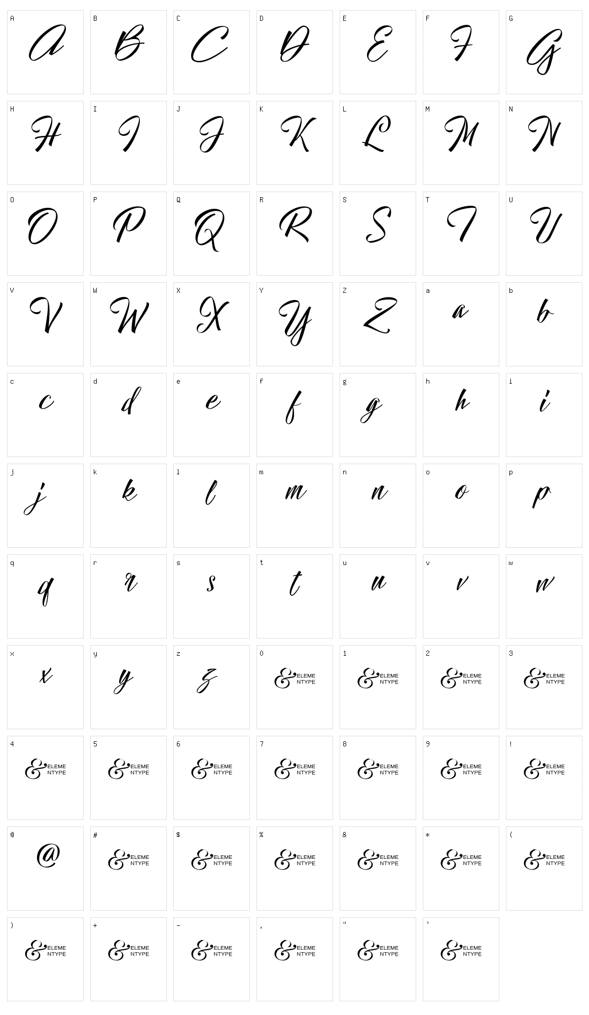 Hallelujah Character Set