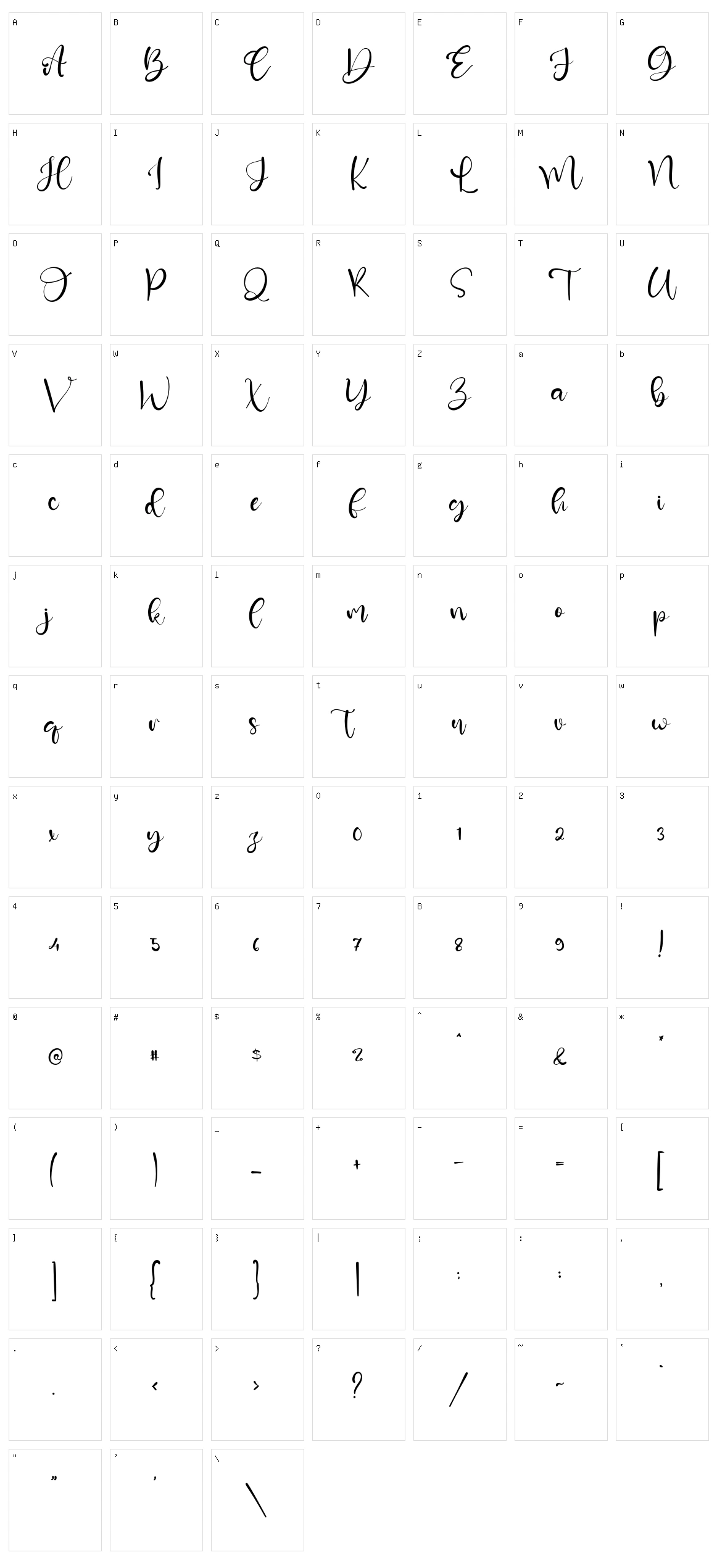 Hanabera Character Set