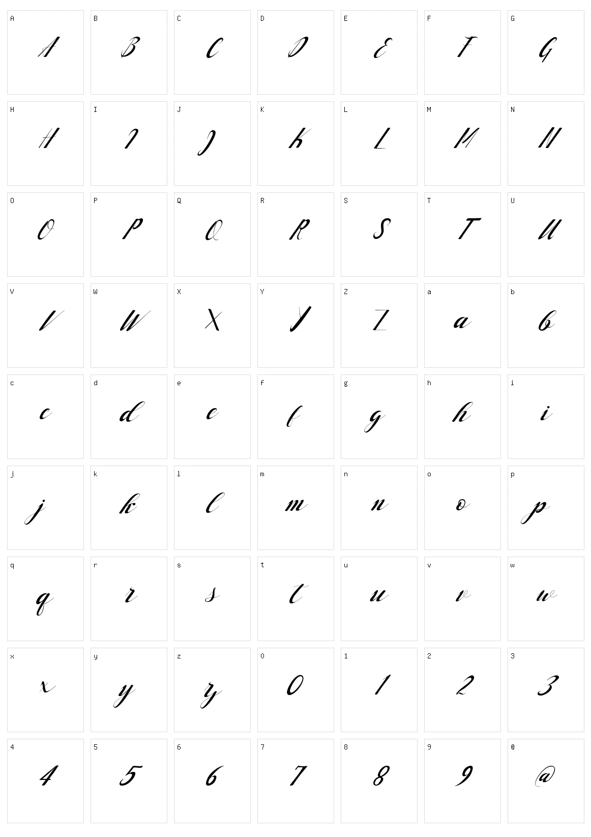Handlove Character Set