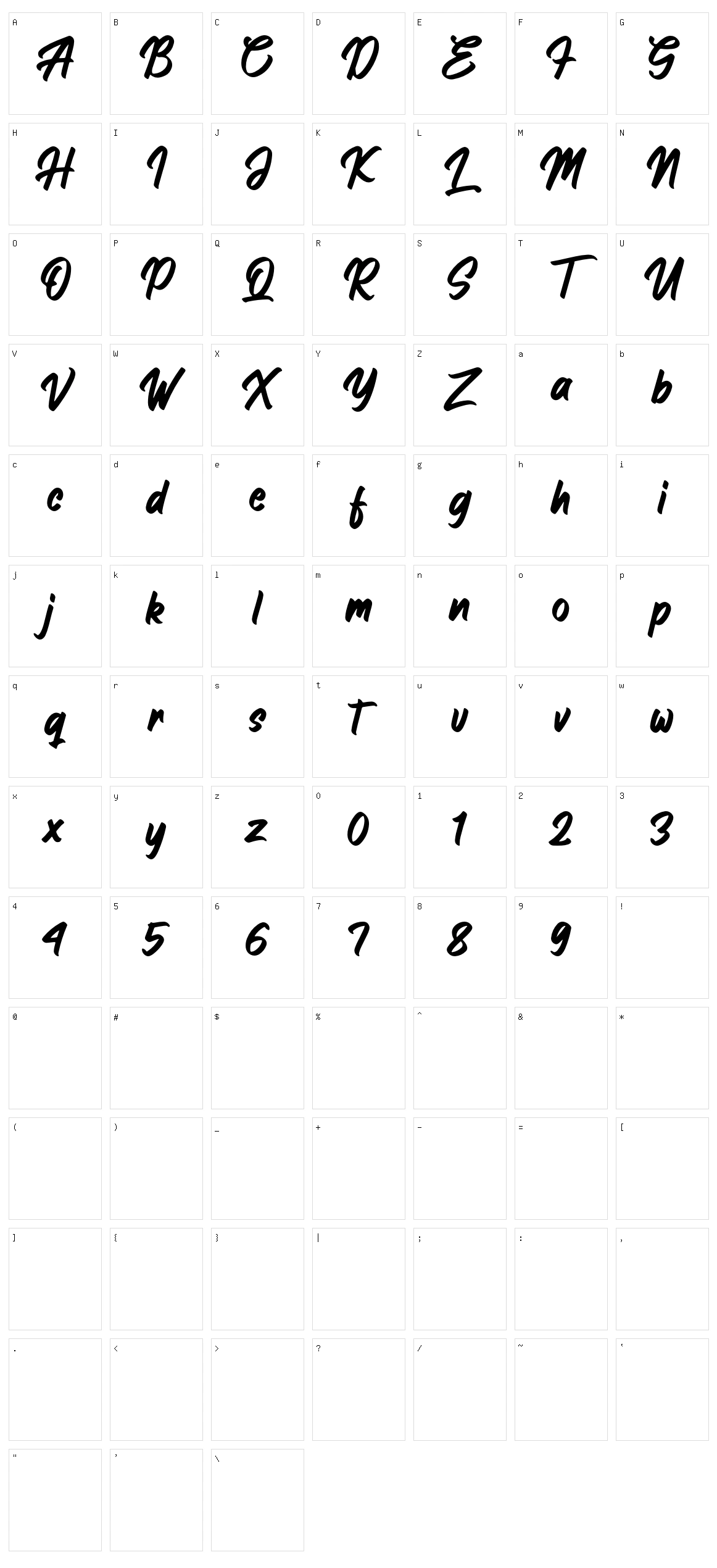 Hanglatter Character Set
