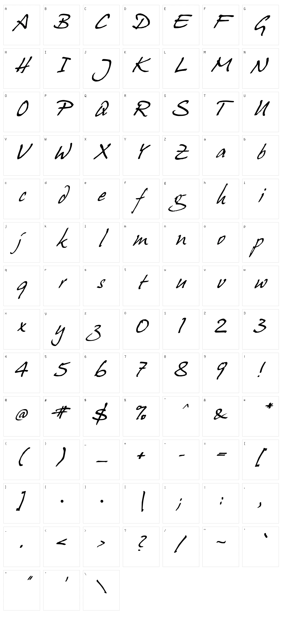 Hanshand Character Set