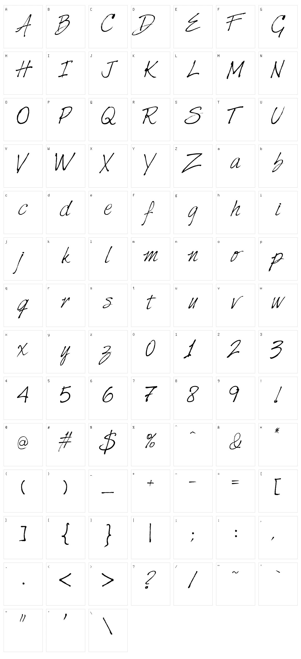 Harabara Hand Character Set