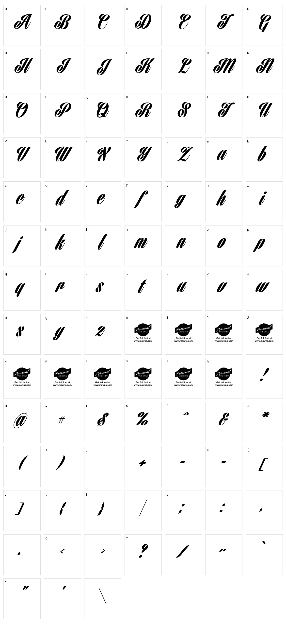 Harbell Character Set