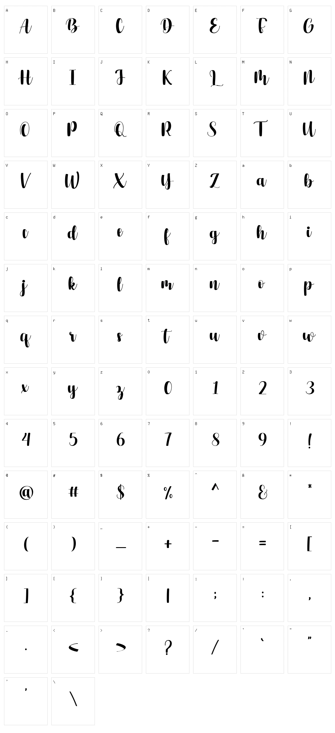 Harland Roselyn Character Set
