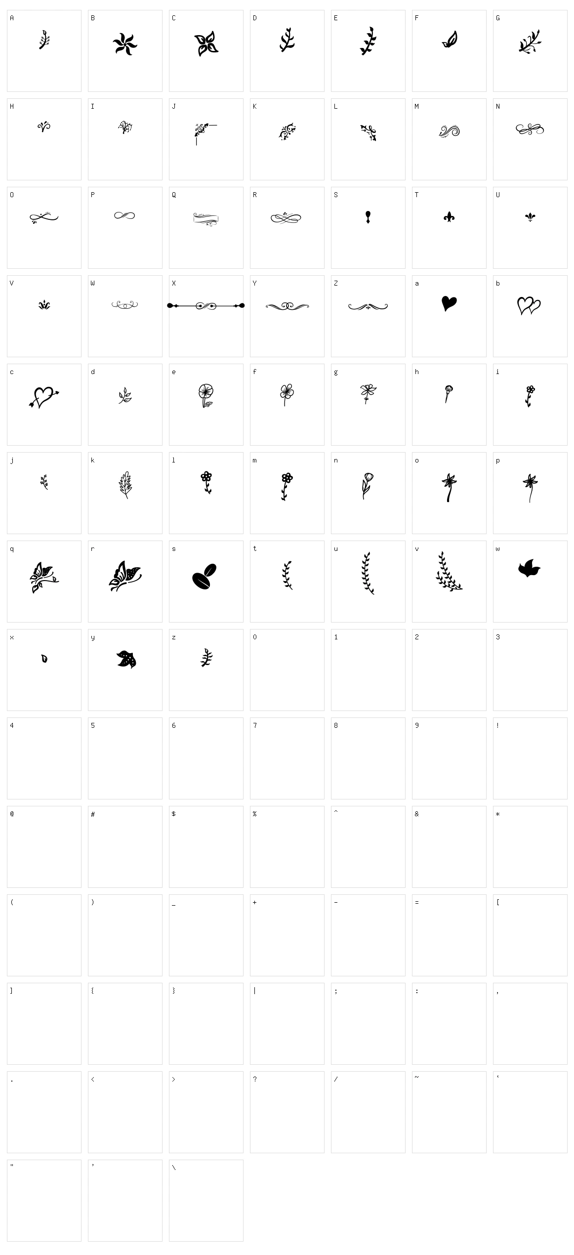 Harmony Script Character Set