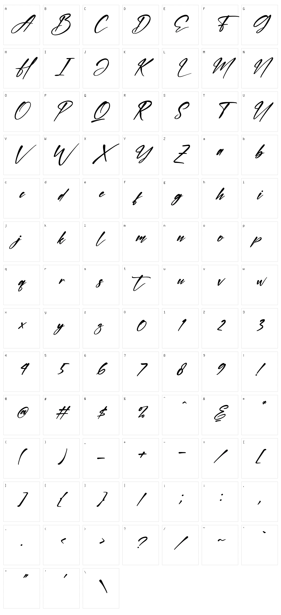 Hartman Smith Character Set