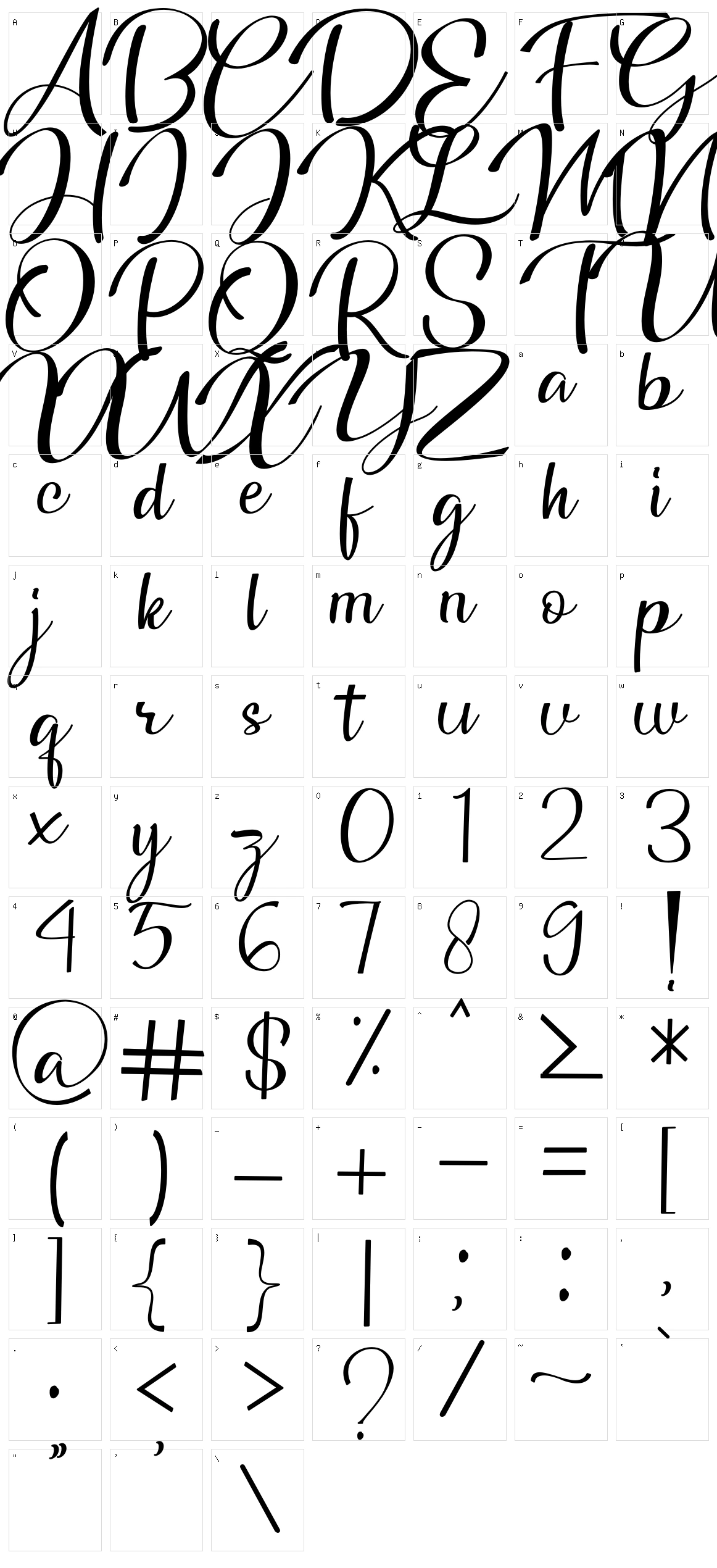 Headland Script Character Set