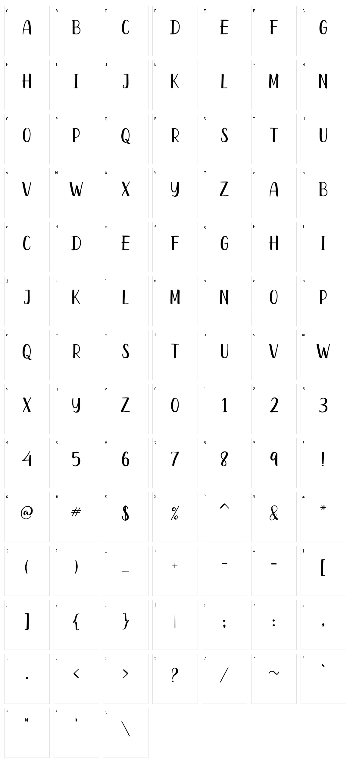 Heathen Script Character Set