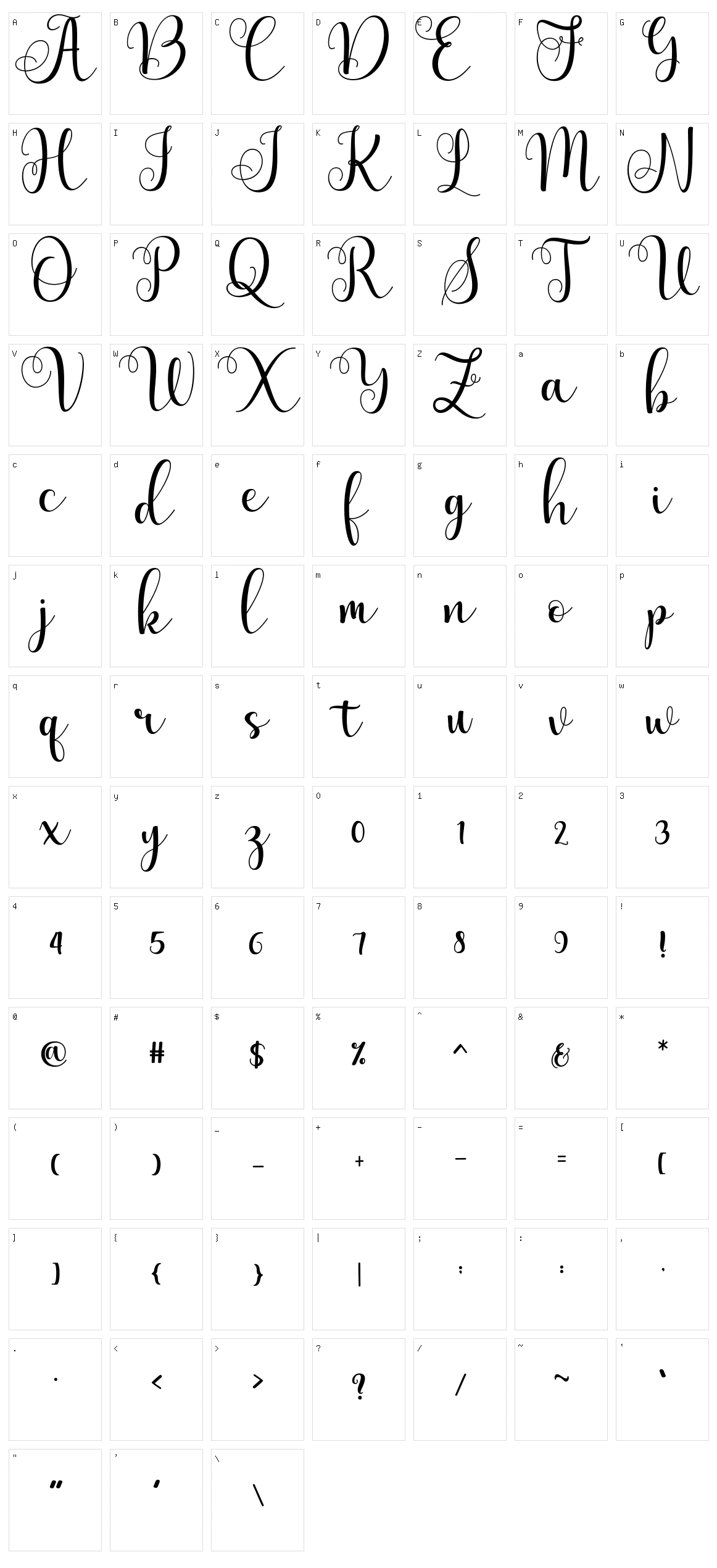 Hellinda Script Character Set