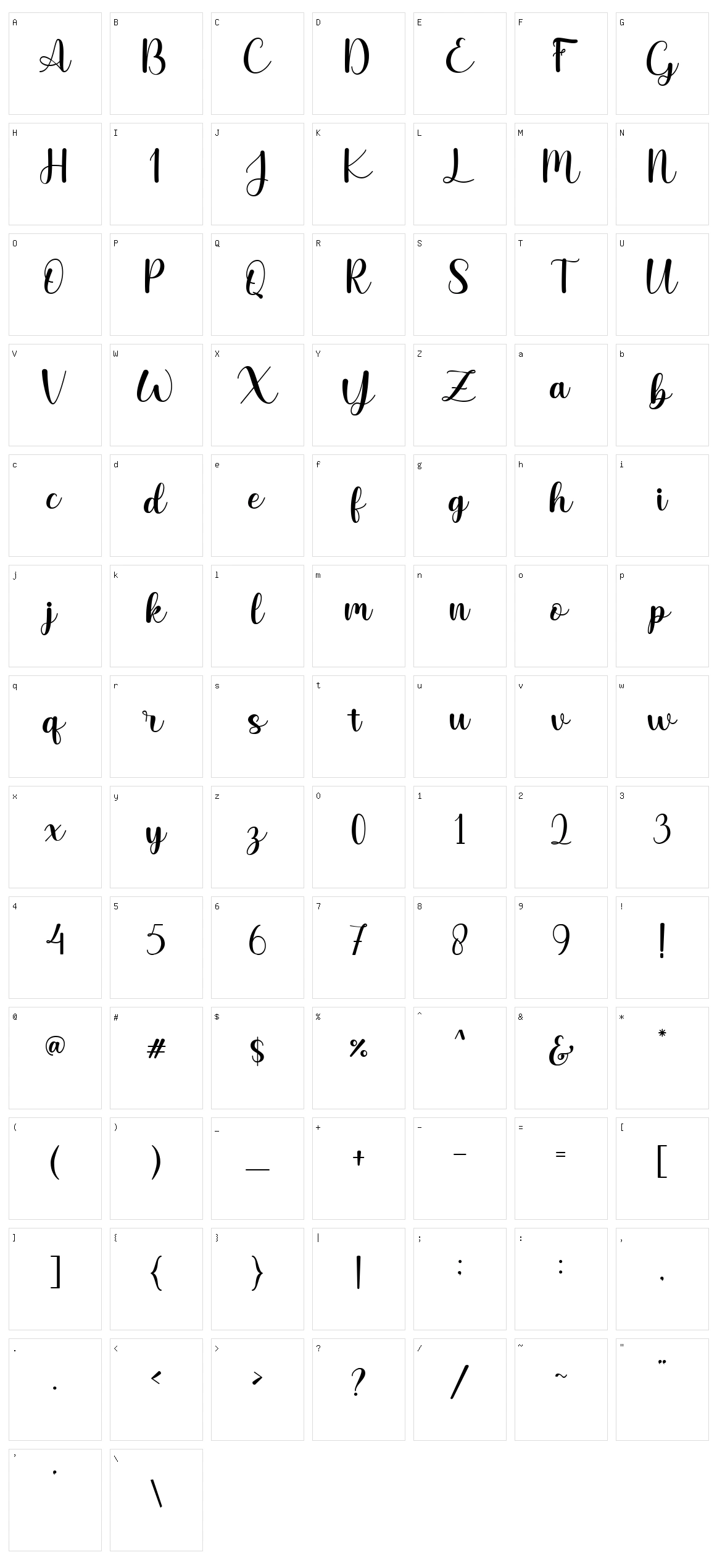 Hello Amellia Character Set