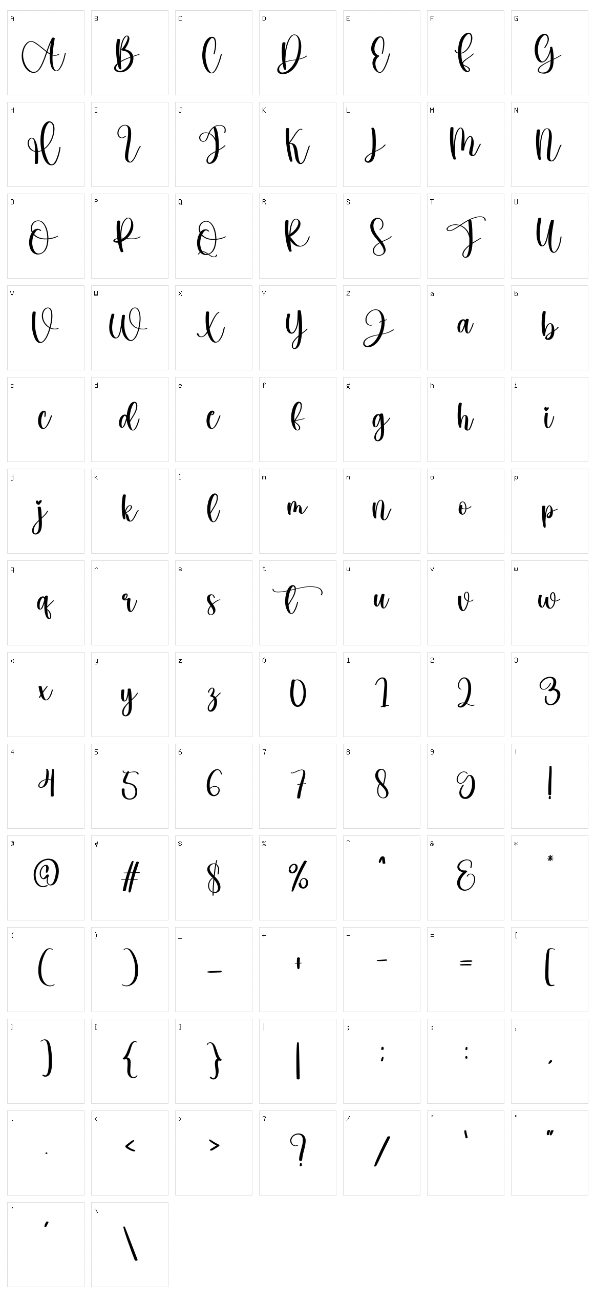 Hello Amellia Character Set