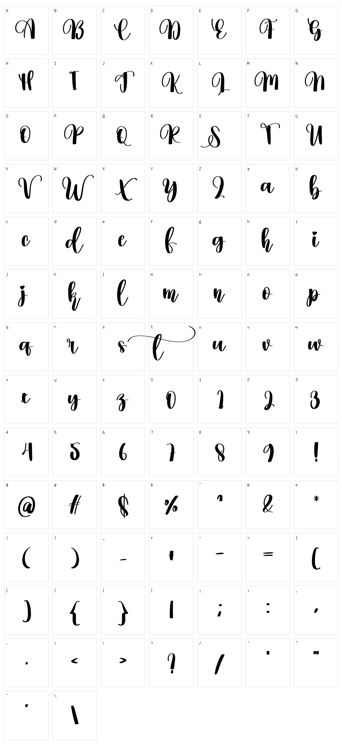 Hello Calligraphys Character Set