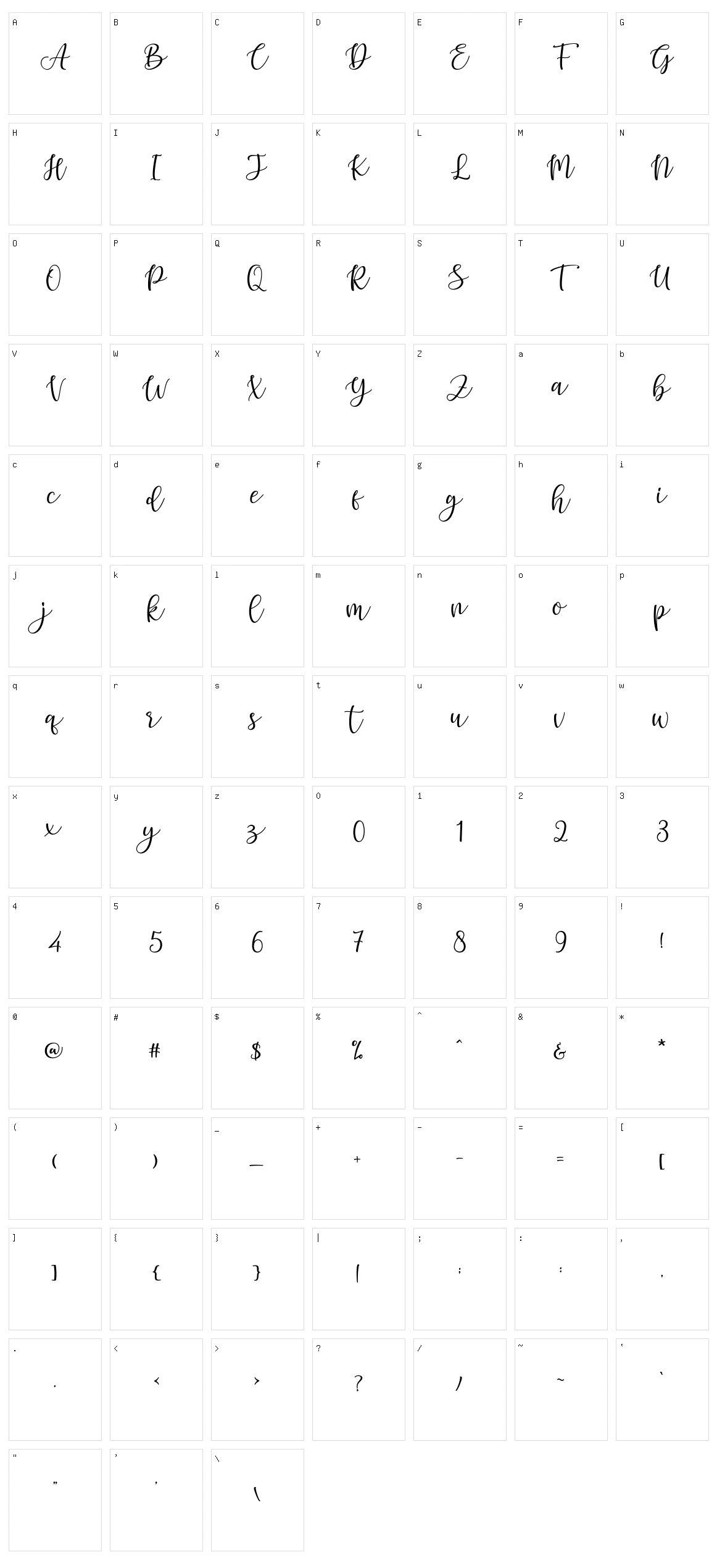 Hello Grizelle Character Set