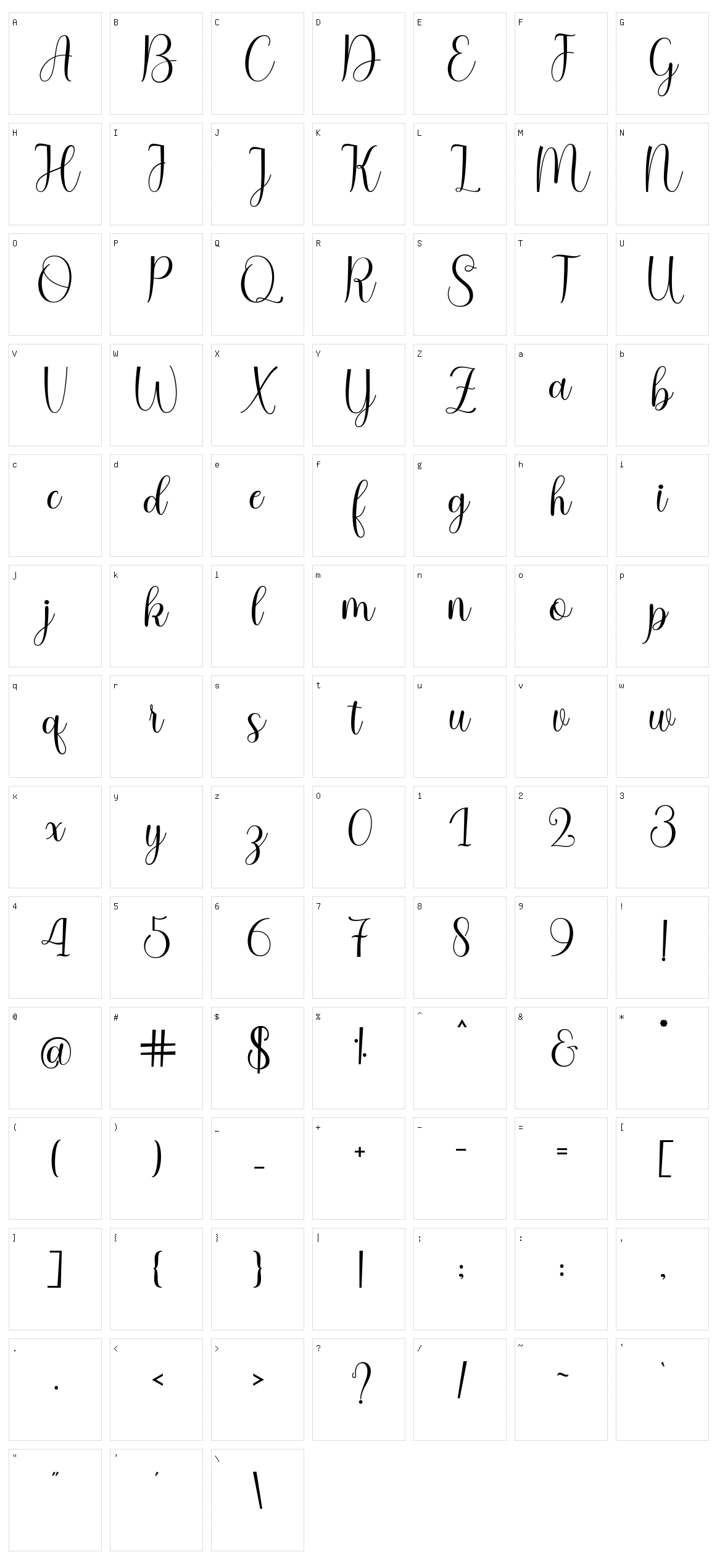 Hello Mama Script Character Set