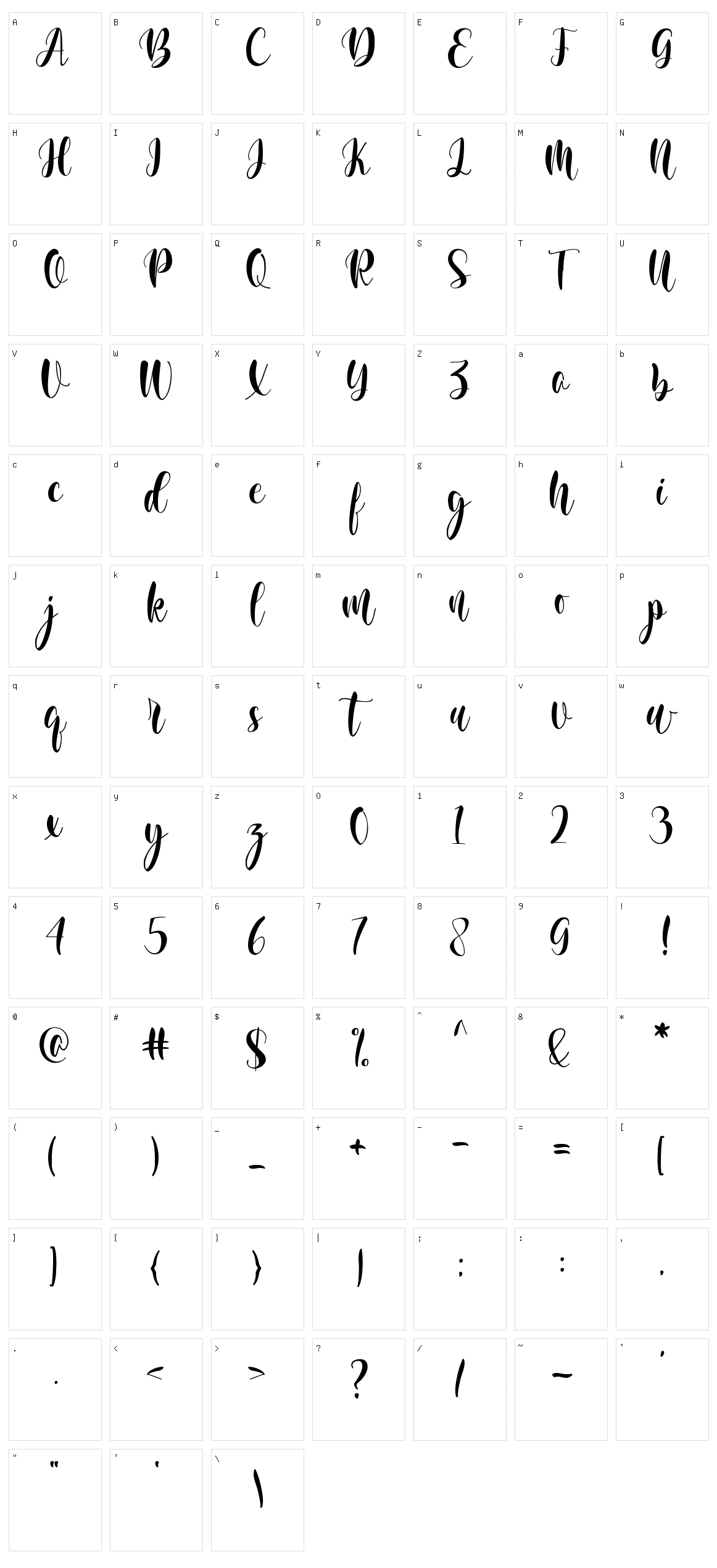 Hello Molarine Character Set