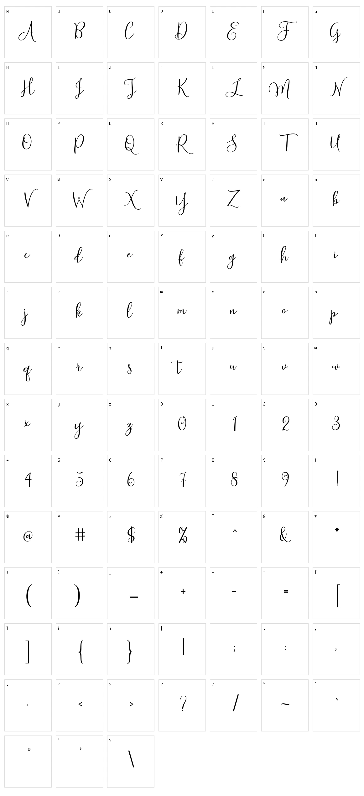 Hello Sunrise Script Character Set