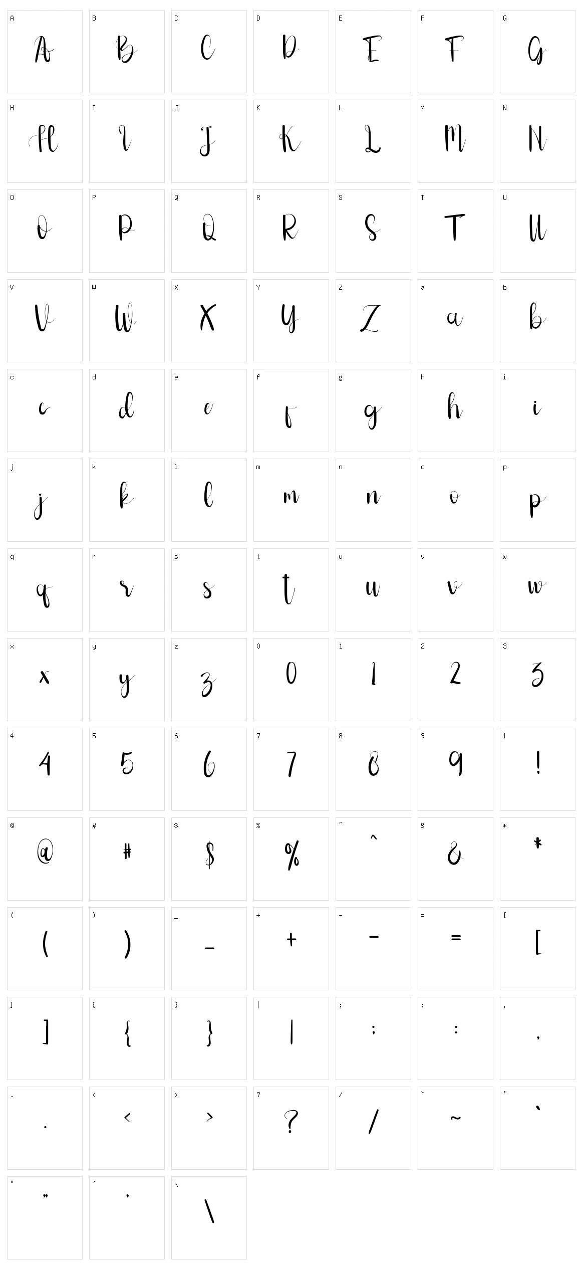 Hello Vidia Character Set