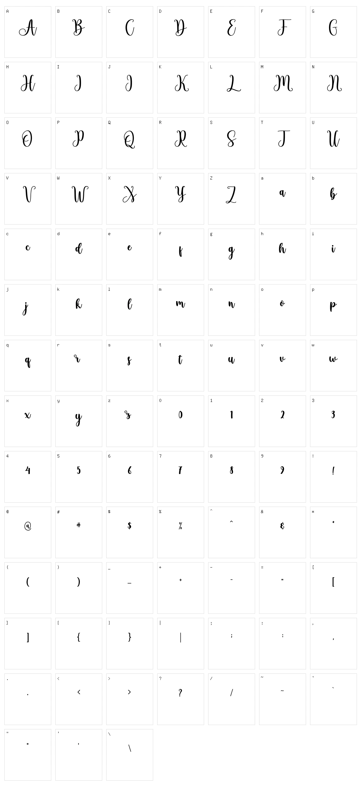 Hemttona Script Character Set