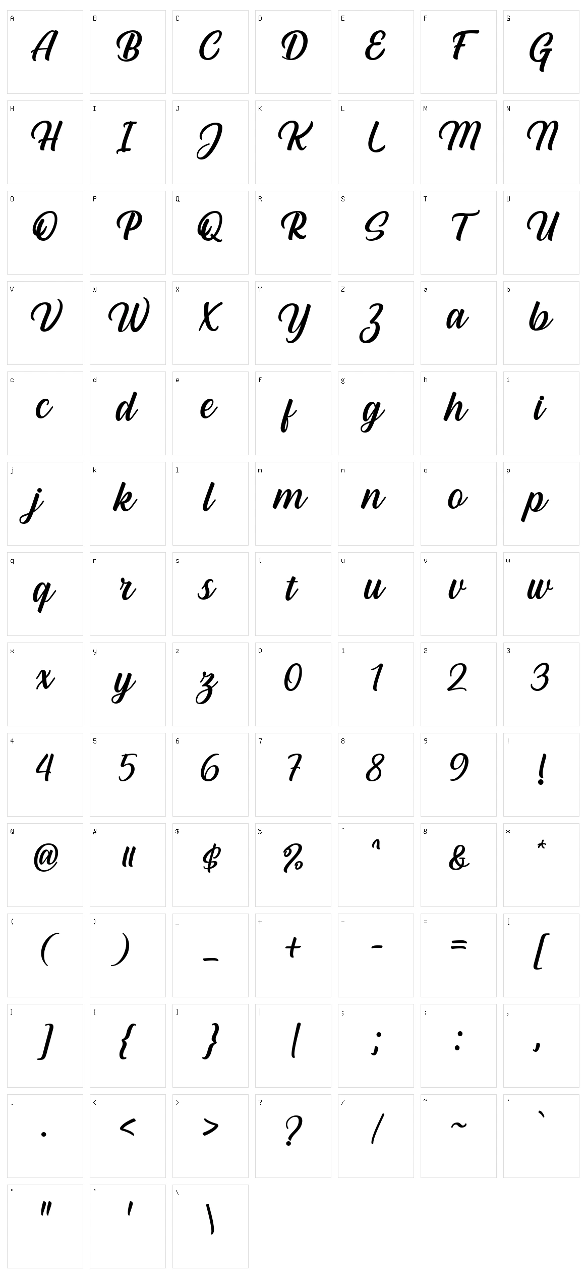Hestina Character Set