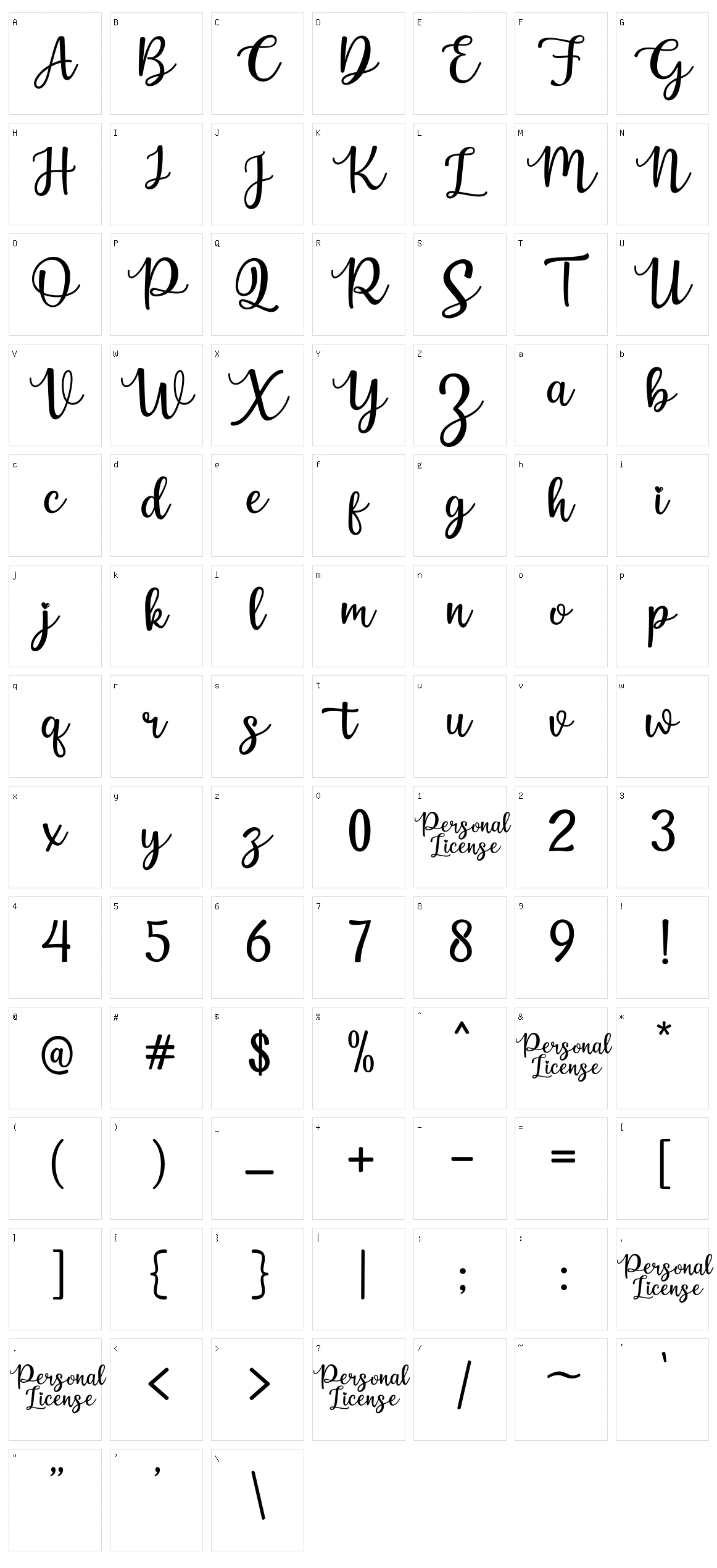 Hey Beibeh Character Set