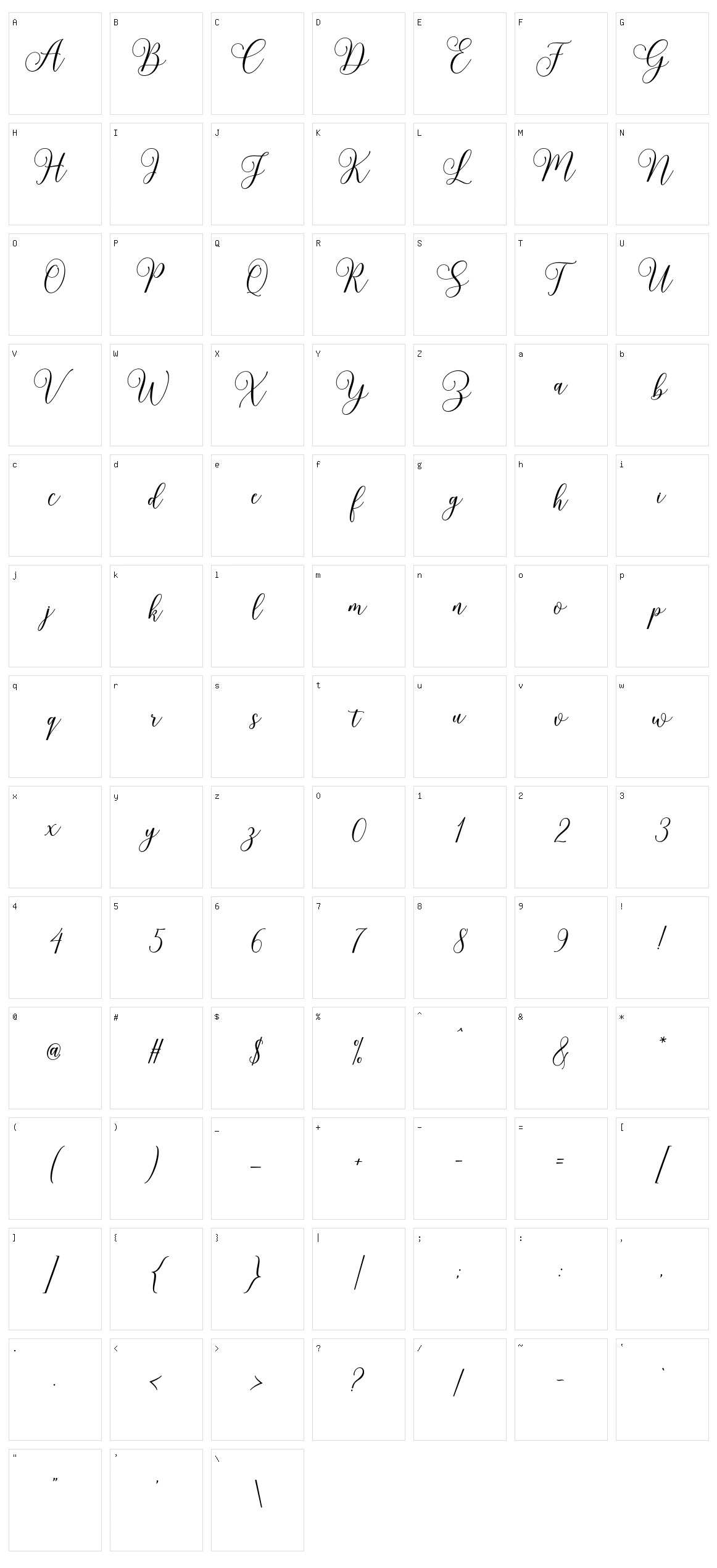 Hey Lady Script Character Set