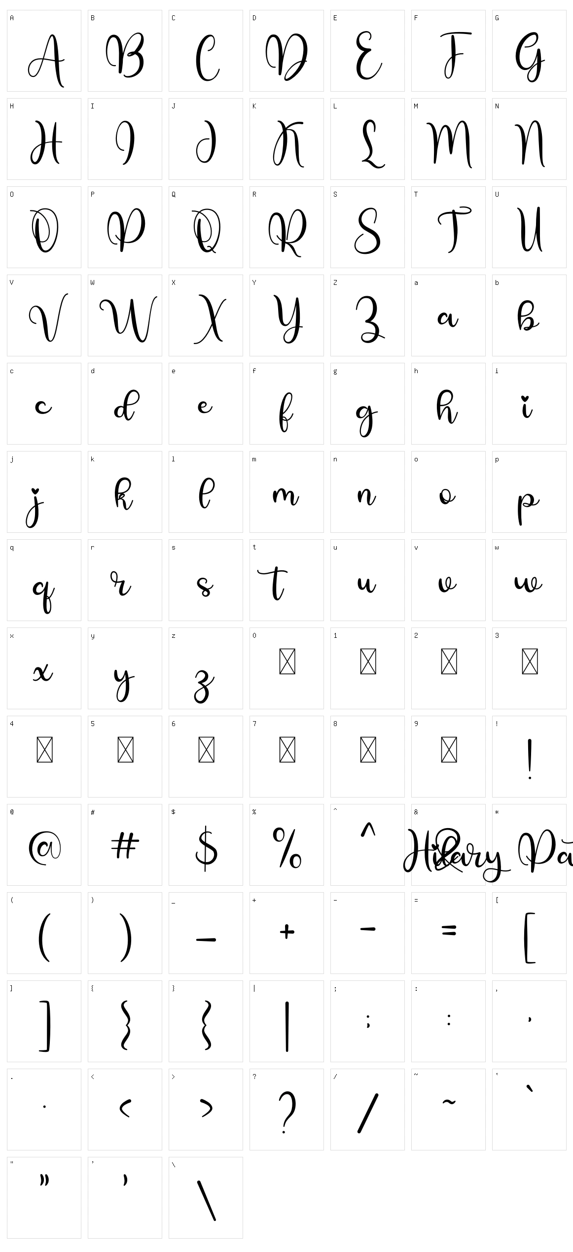 Hilary Patricia Character Set