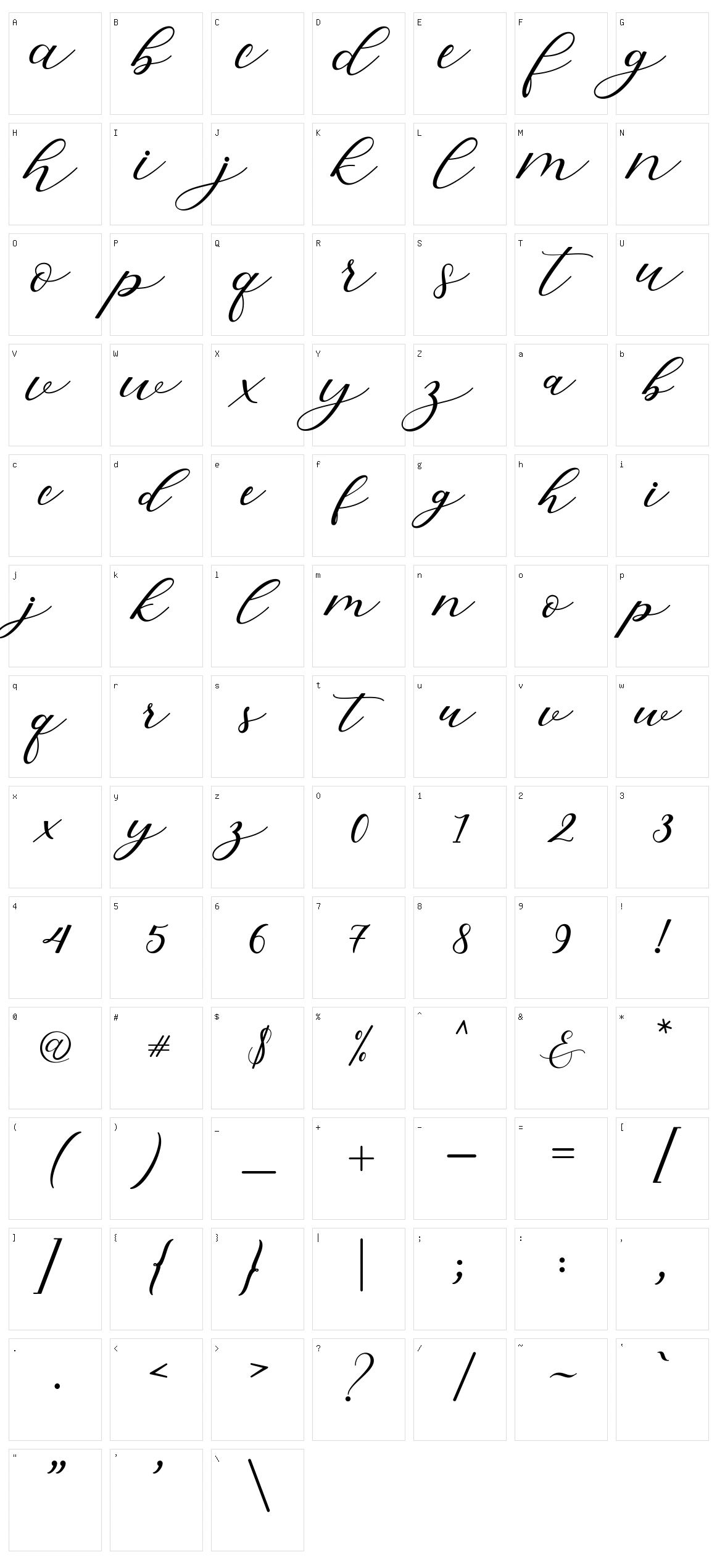 Hiters Script Character Set