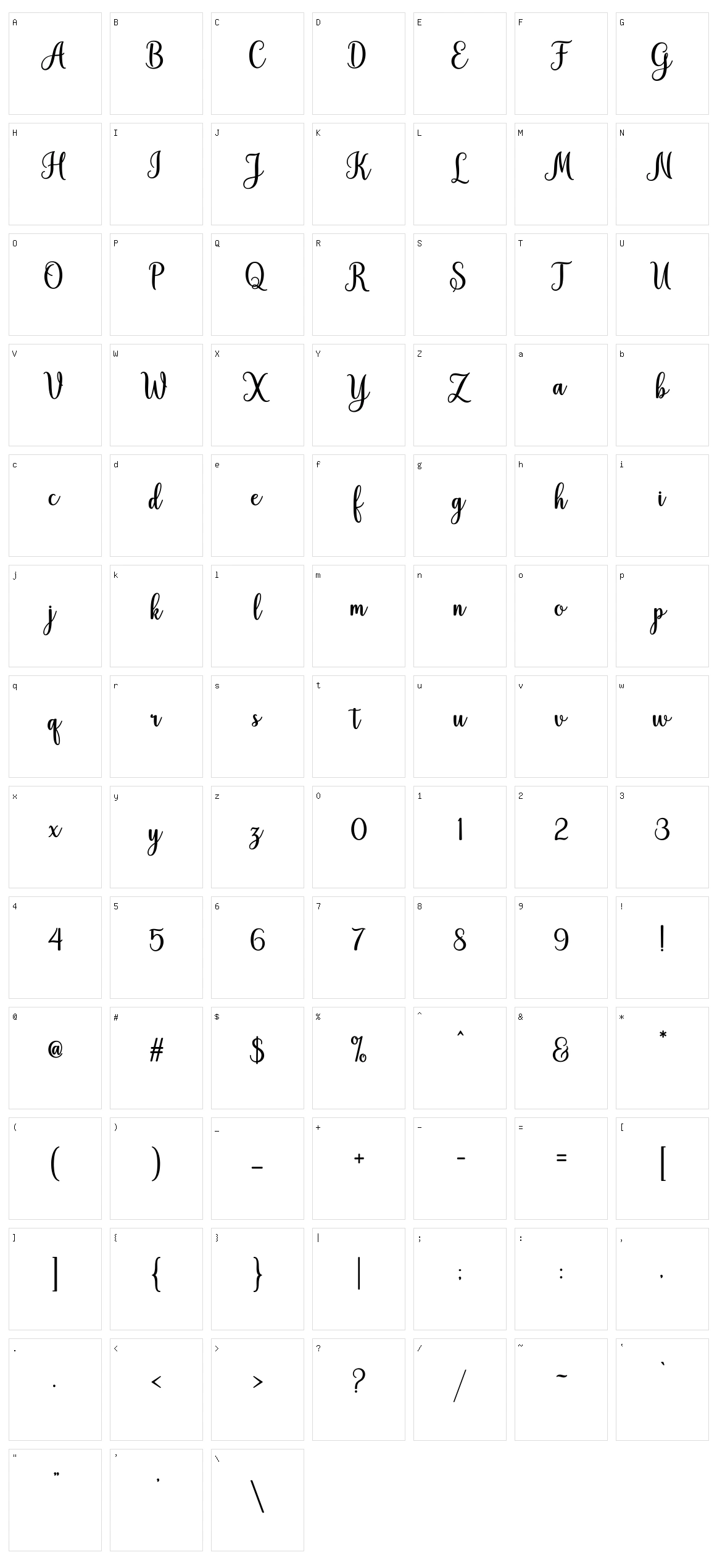 Hiyida Script Character Set