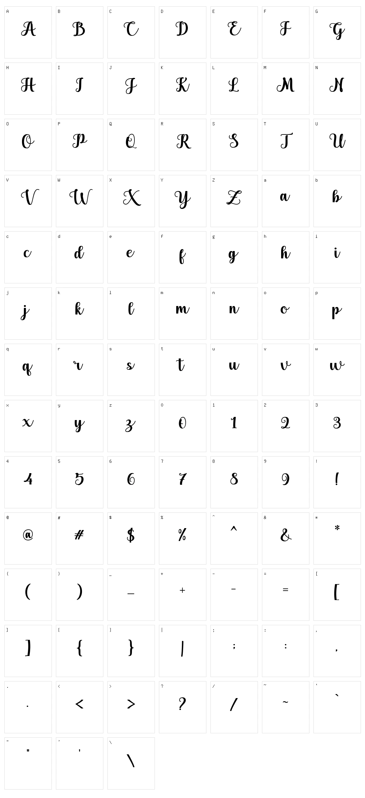 Holysthic Character Set