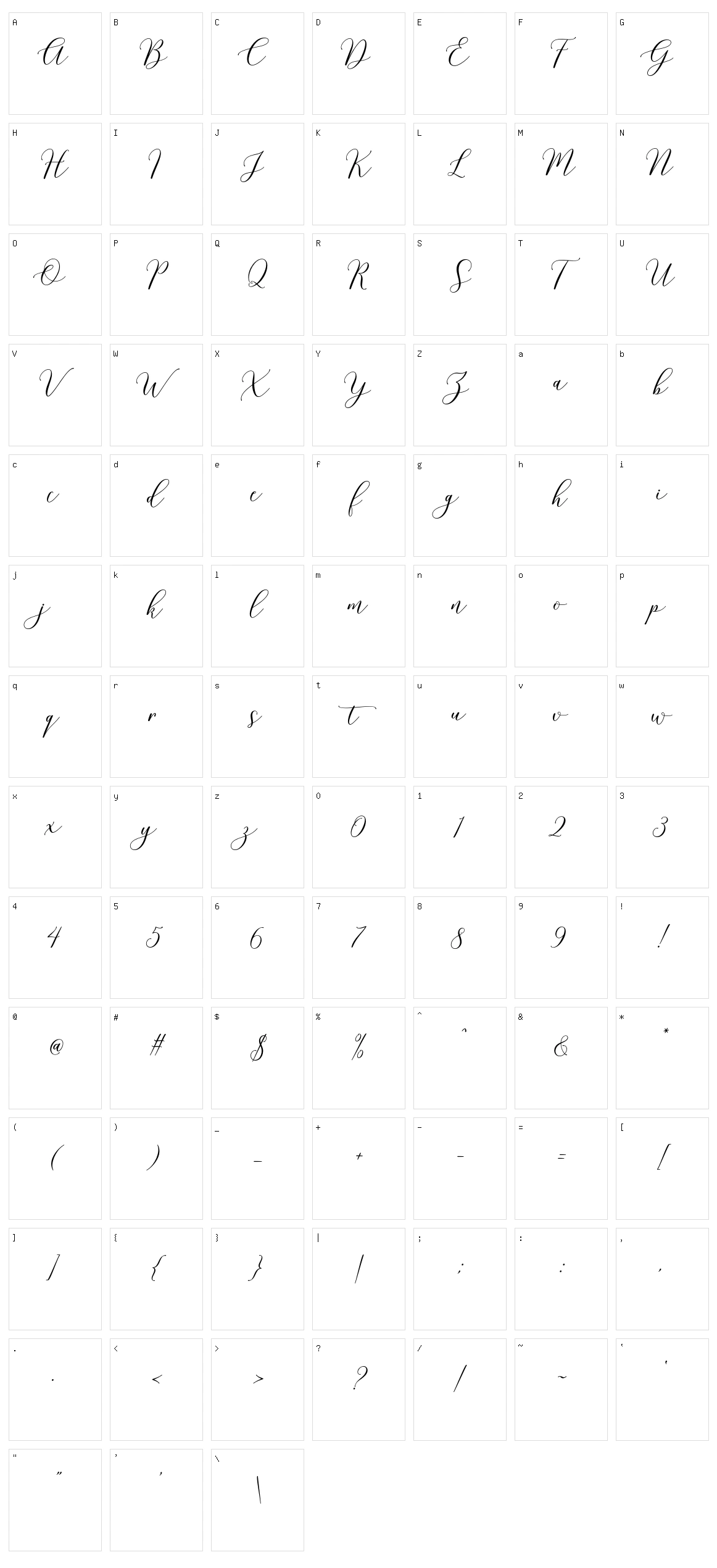 Honduras Script Character Set