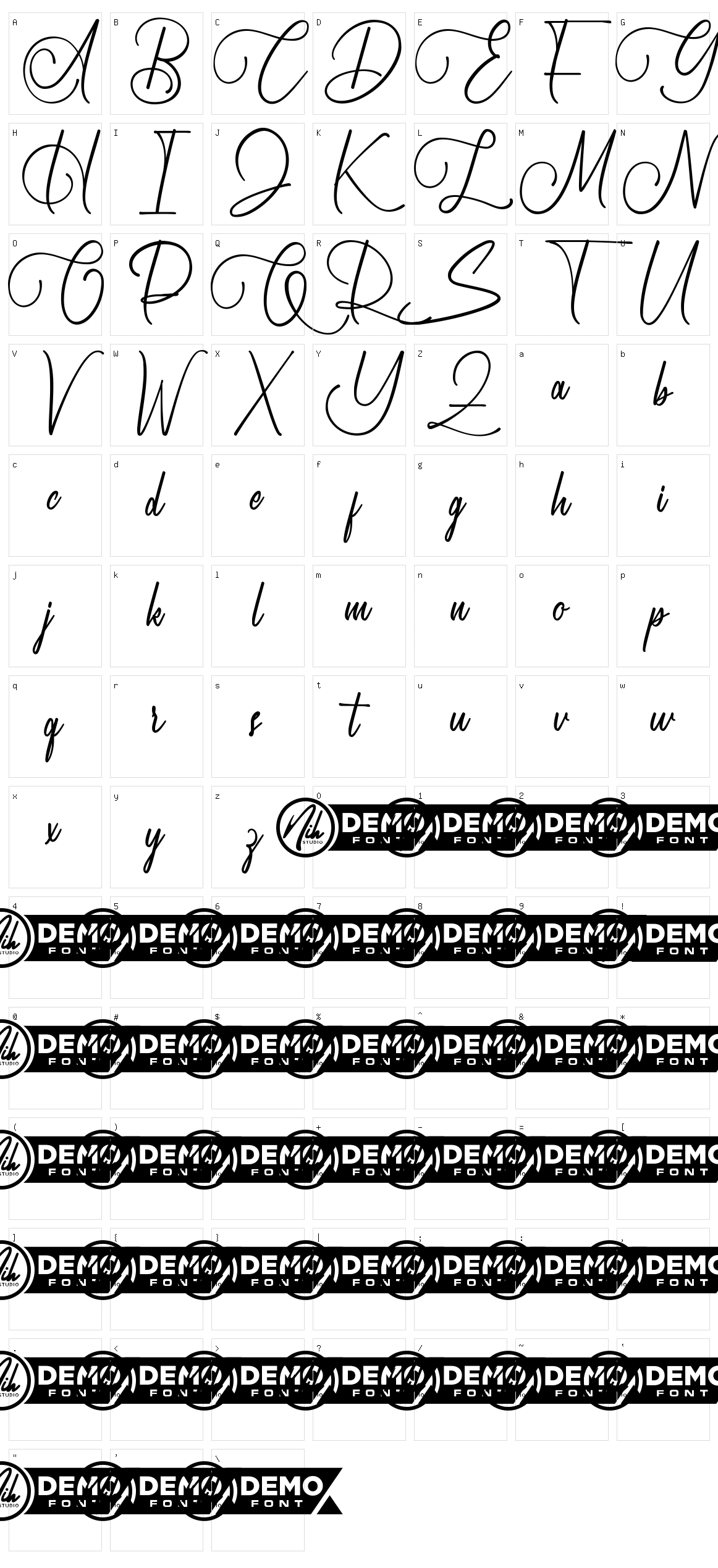 Honey Brook Character Set