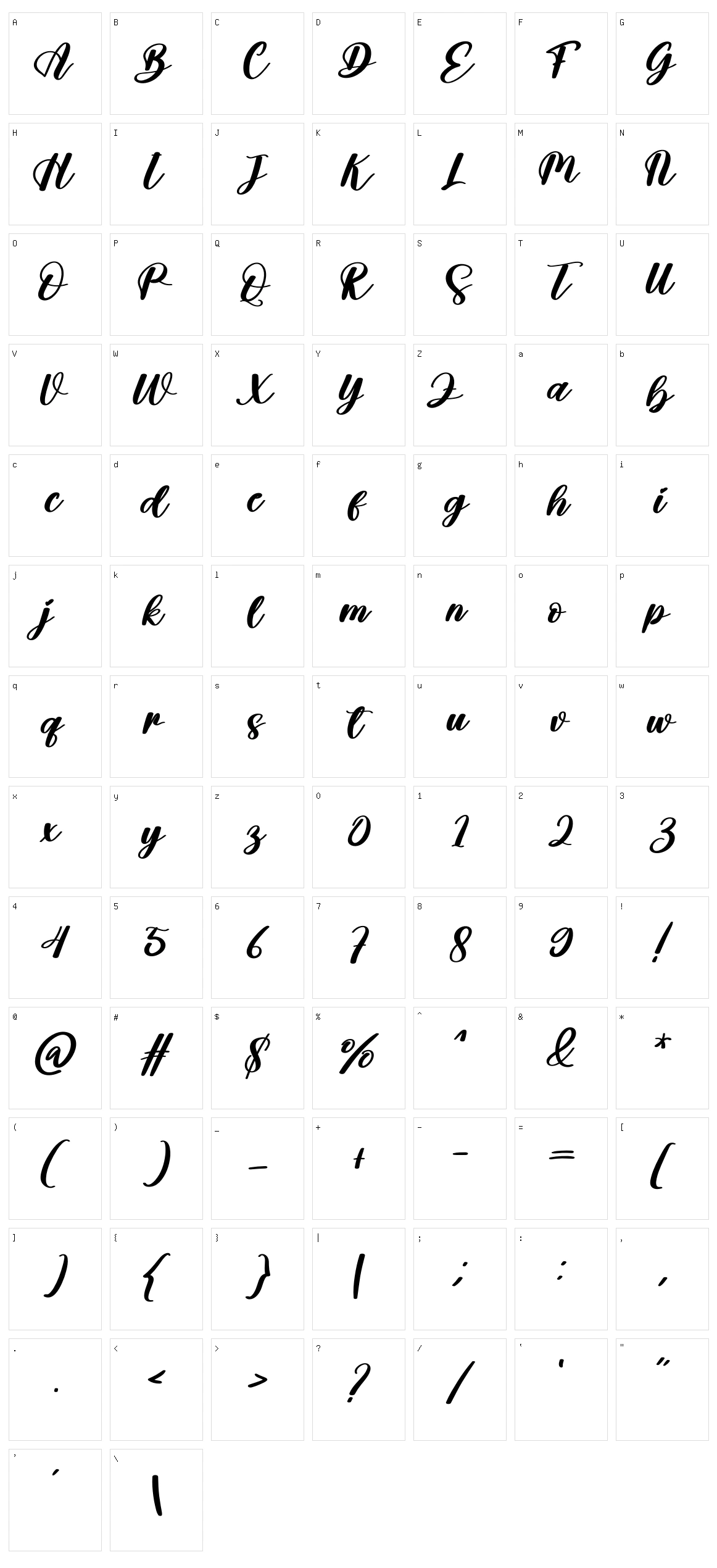 Honeymoon Character Set