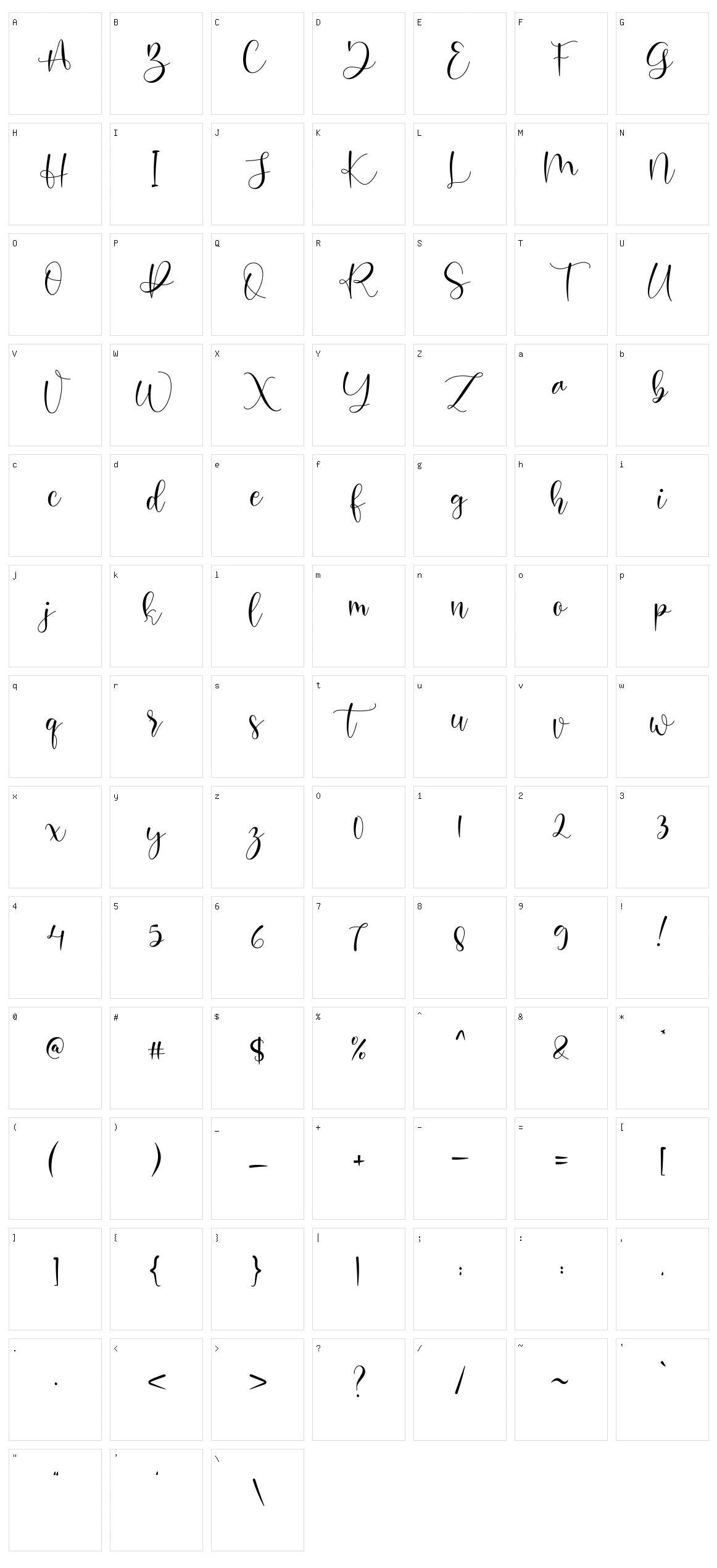 Hosbela Character Set