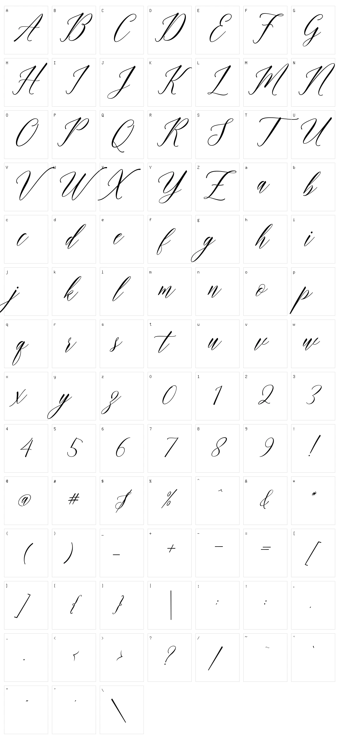 Humairah Script Character Set