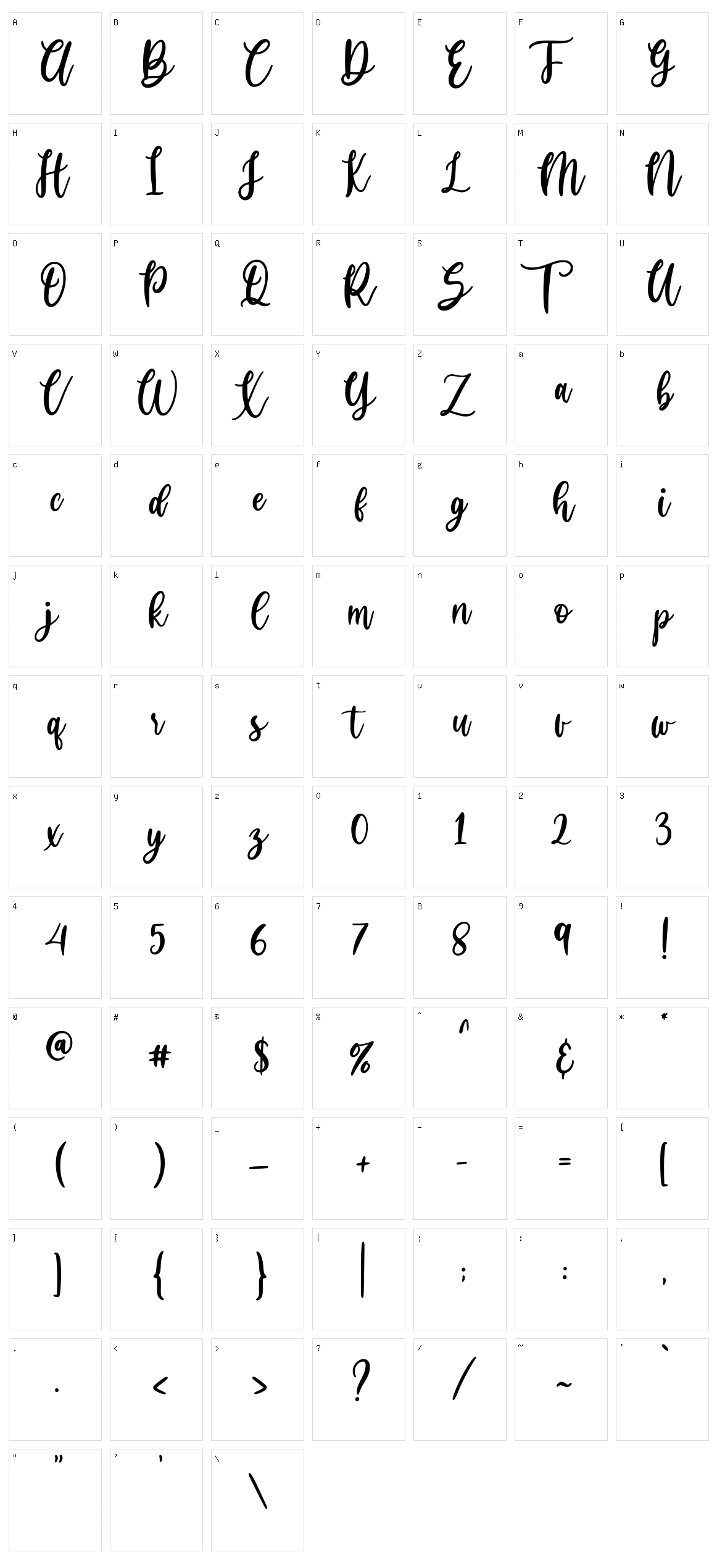 Huttely Character Set