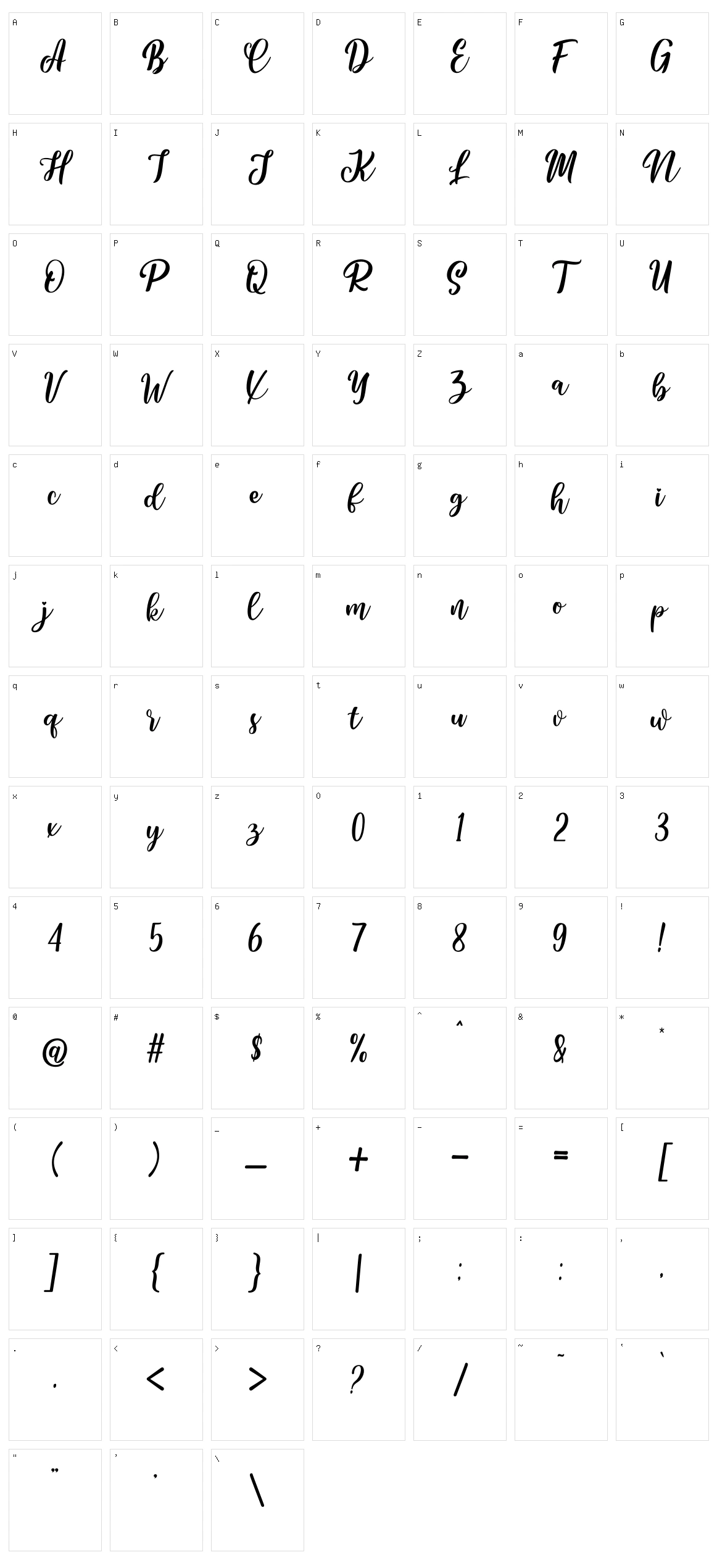 Hynata Character Set