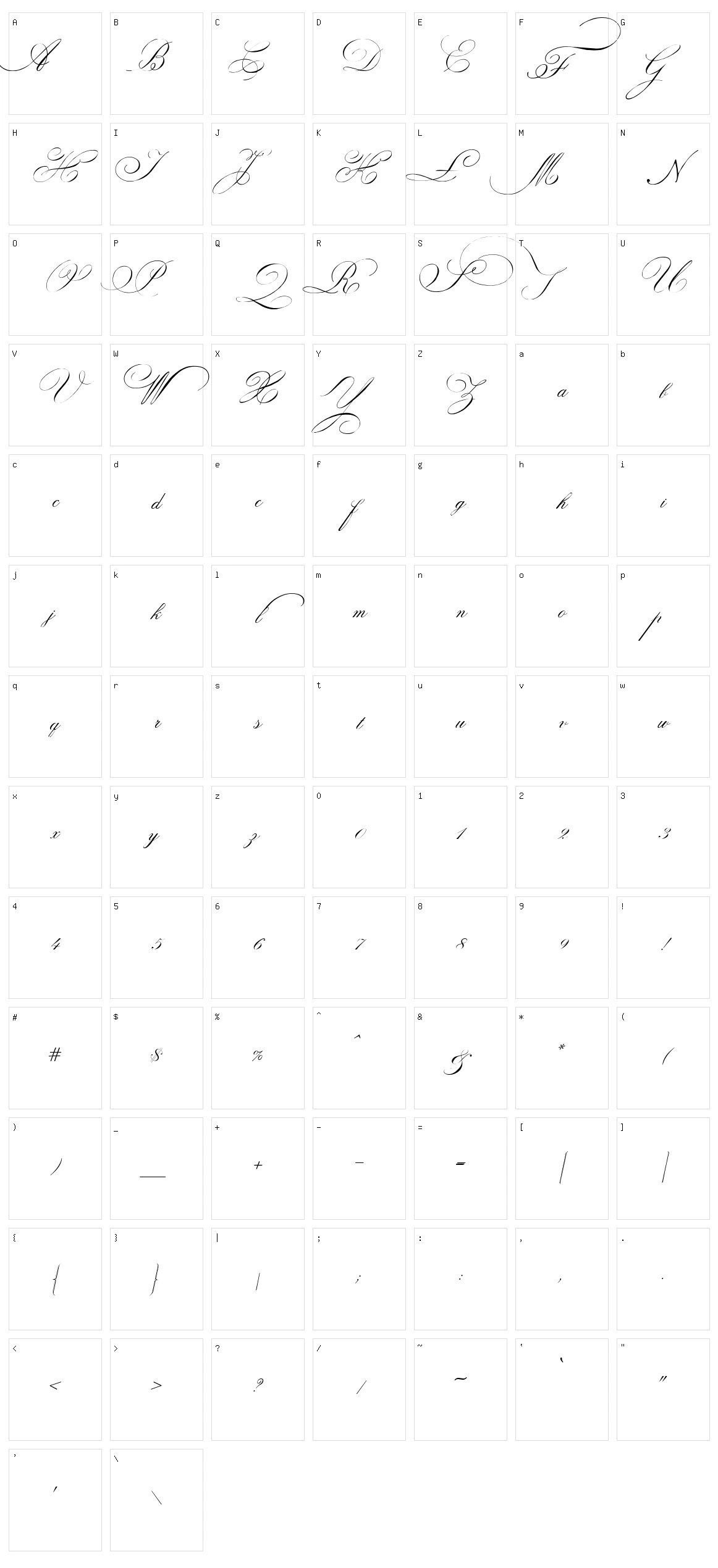Indenture English Penman Character Set